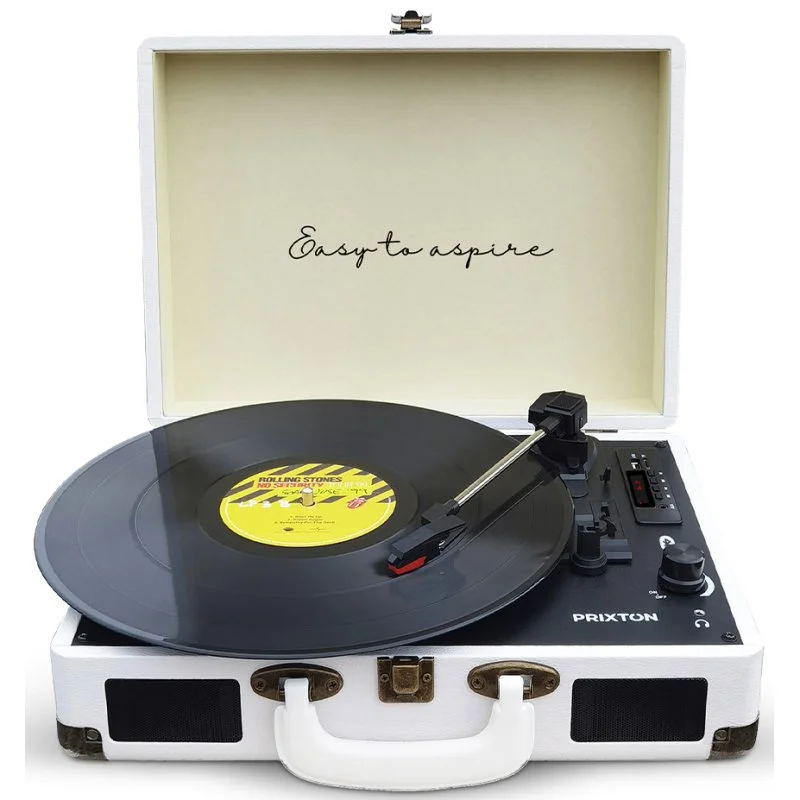 Detalle de Prixton VC400 Tocadiscos Bluetooth Blanco: estilo vintage y sonido portátil para tus vinilos