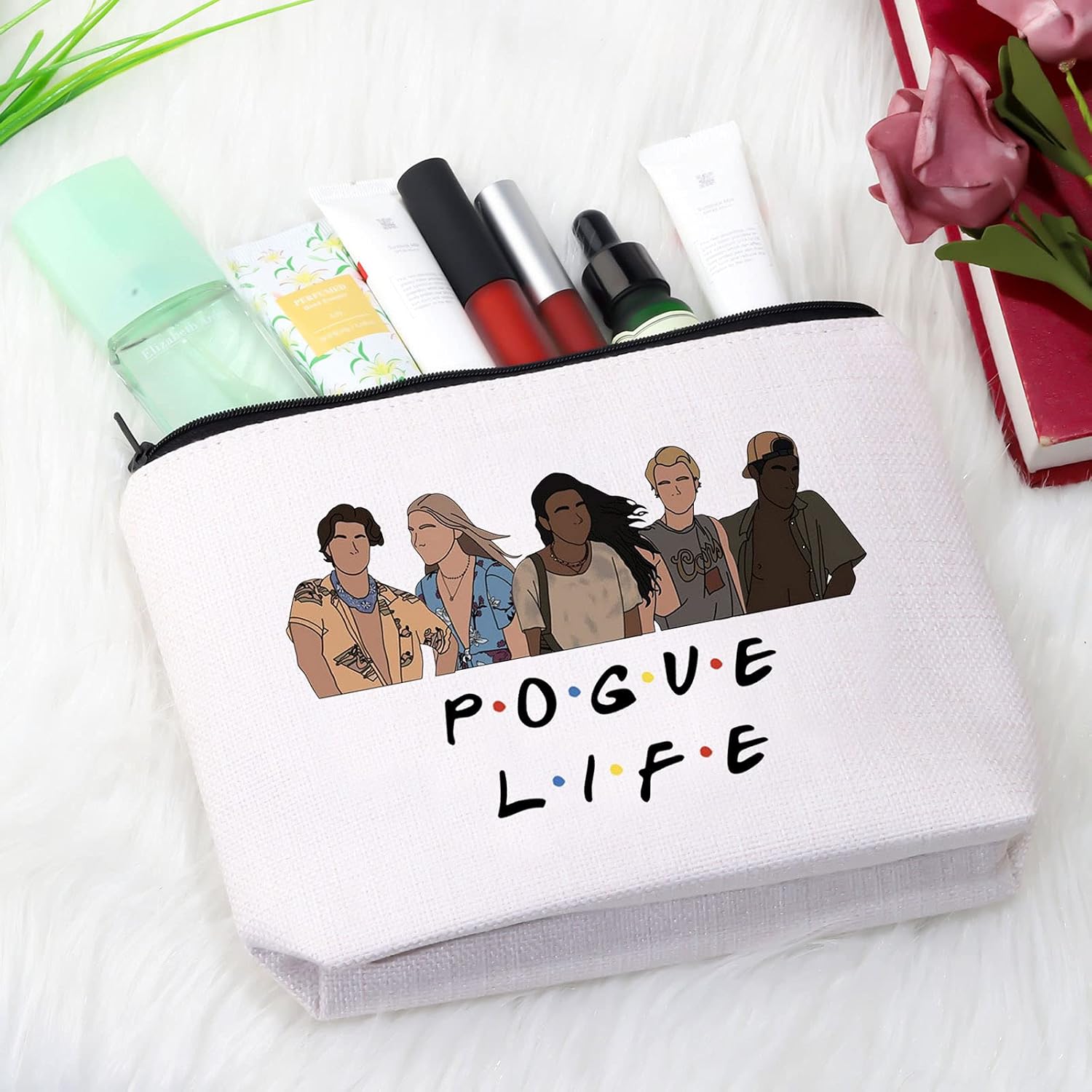 Thumbnail 3 de Outer Pogue Life Banks Zipper Pouch OBX North Carolina Friends John B JJ Pope Kiara Makeup Bag for Women (Beige)