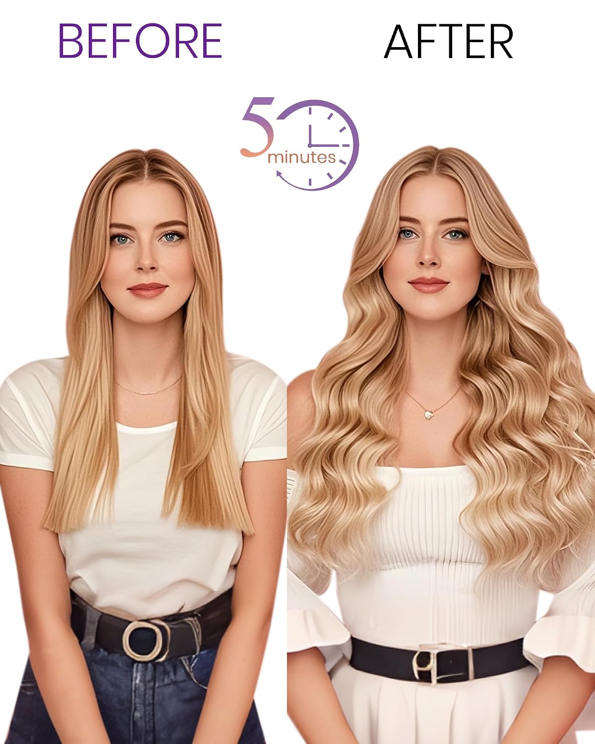 Thumbnail 6 de LaaVoo Real Hair Extensions Clip-In: 22 Inch, 7 Pieces, 120g – Off Black to Silver Grey Balayage