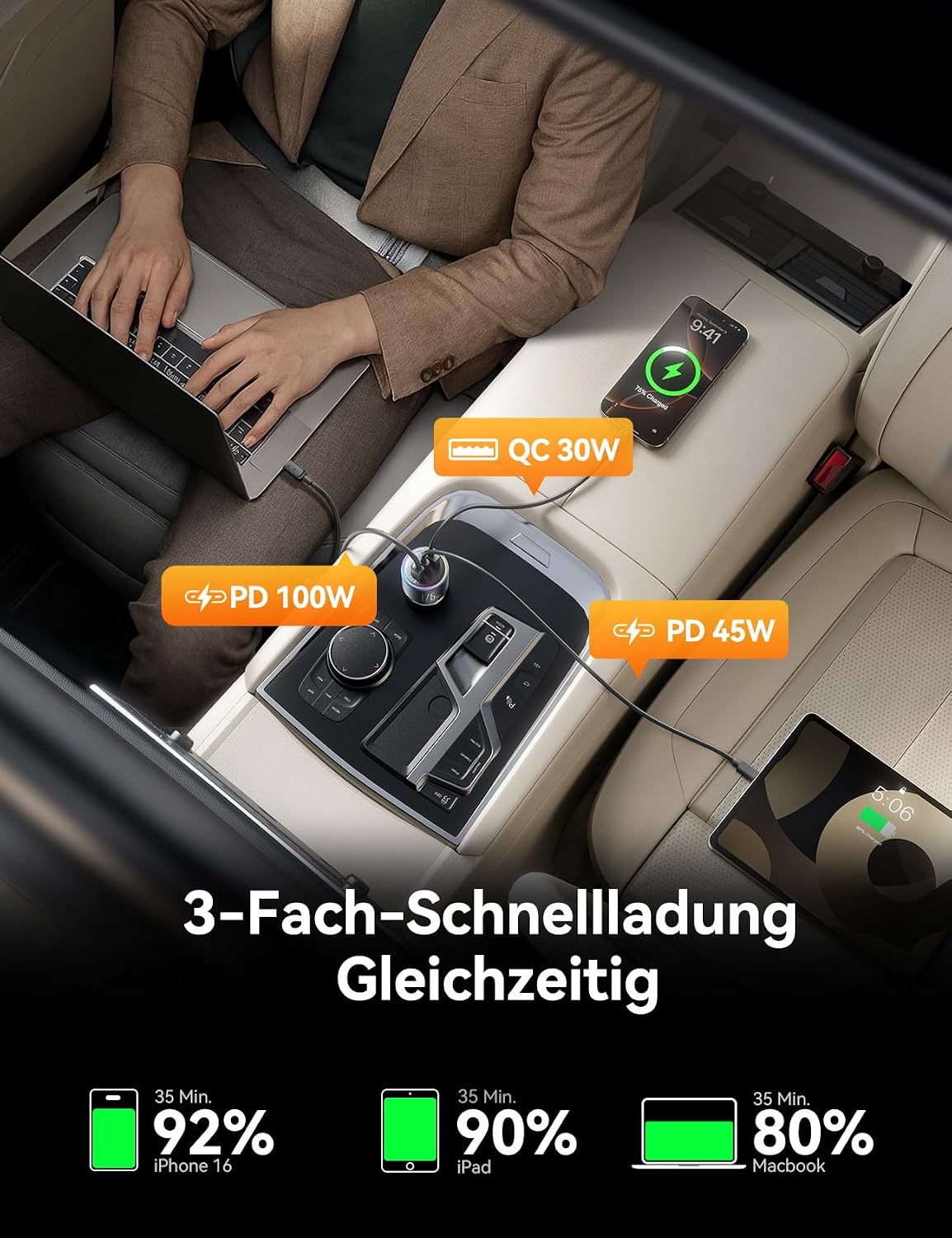 Thumbnail 2 de JOYROOM 175W 3‑Port Zigarettenanzünder Ladegerät