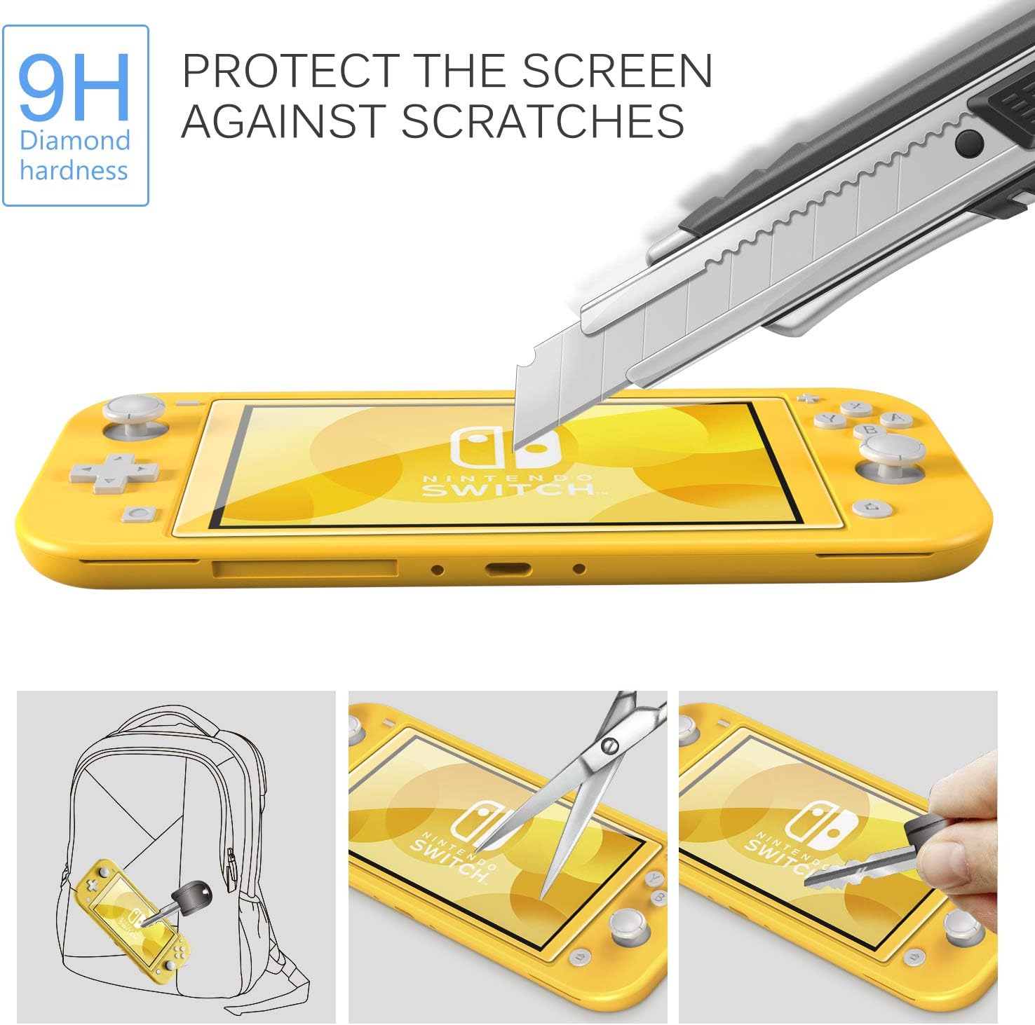 Detalle 2 de ivoler 5.5'' Tempered Glass Screen Protectors for Nintendo Switch Lite, 4-Pack