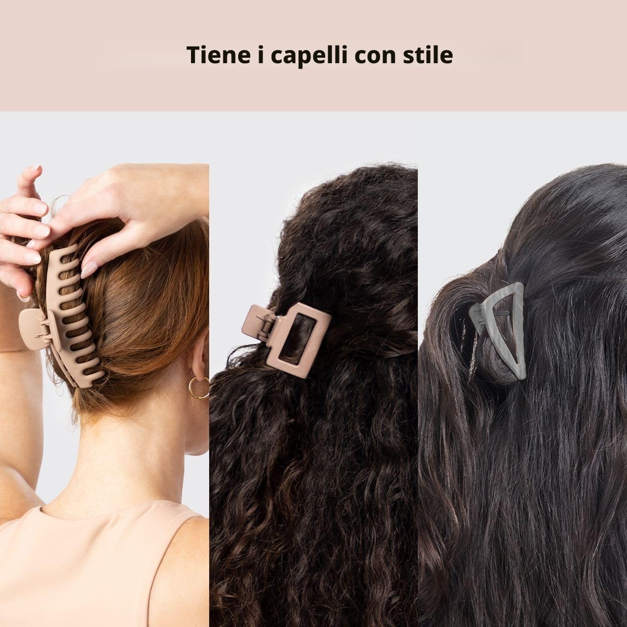 Detalle de Kitsch Set di Fermagli per Capelli Assortiti da Donna – Trio di Clip in Forme e Dimensioni Differenti, 3 Pezzi