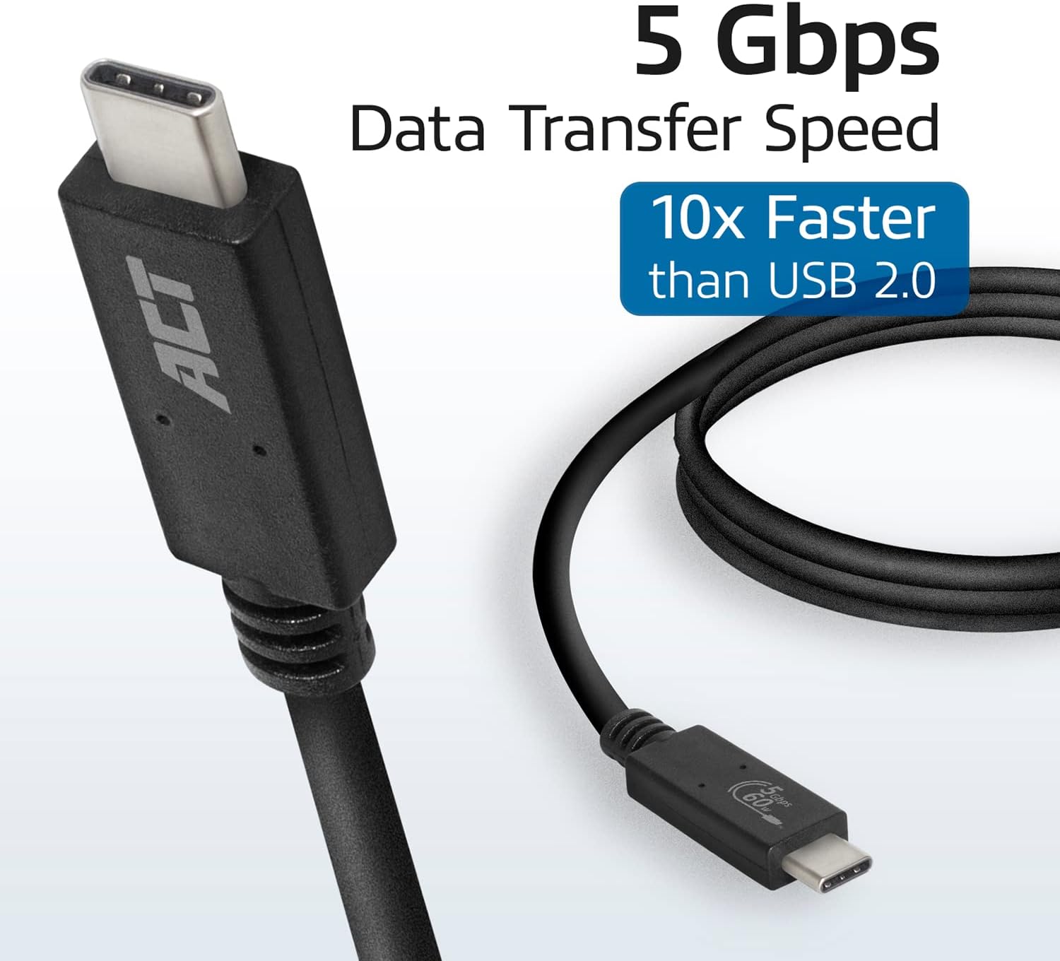 Detalle de ACT USB C Video Kabel 2m – USB-C Kabel mit 60W PD, 5 Gbps, DP Alt Mode, USB-IF Zertifizierung
