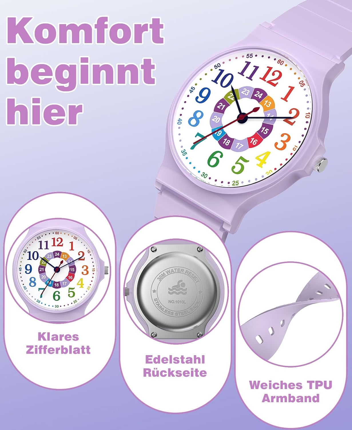 Thumbnail 3 de SOCICO Kinder Analoguhr – Camouflage, 30 m Wasserdicht, 5–15 Jahre, einfach abzulesen
