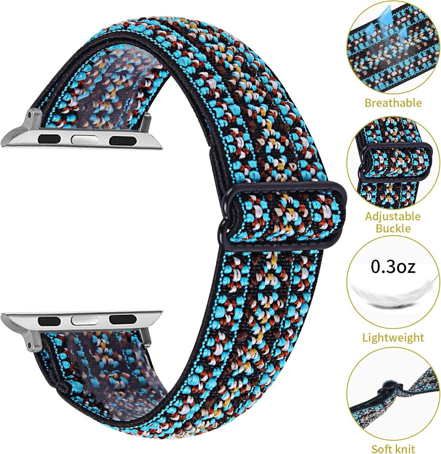 Thumbnail 3 de TRISTRAPS adjustable elastic nylon replacement strap for Apple Watch Ultra 49mm and Series SE/8/7/6/5/4/3 (various sizes)