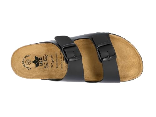 Detalle de Lico Herren Bioline Man Pantoletten Schwarz 45 EU – zuverlässige Sommerschuh-Option mit dämpfender EVA-Laufsohle