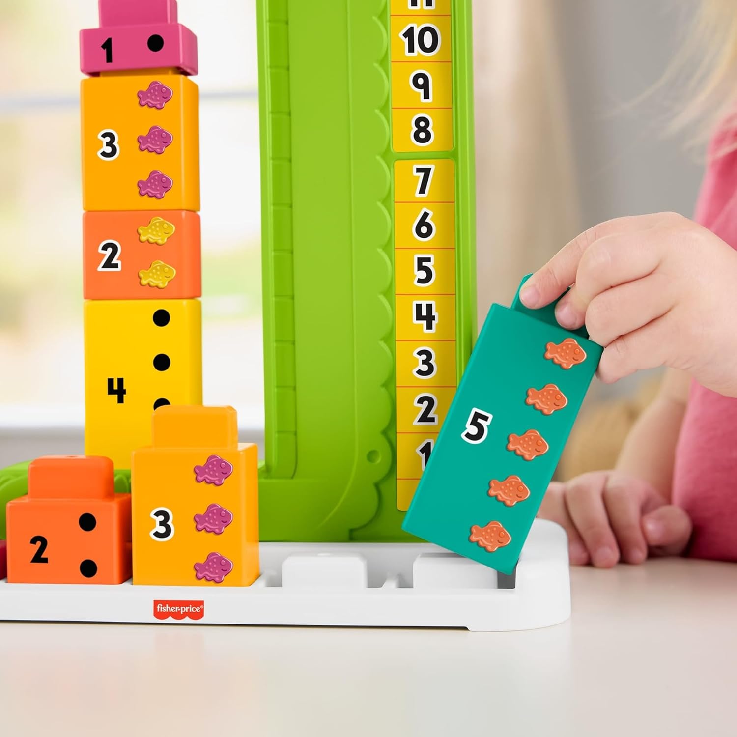 Detalle de Fisher-Price Cocodrilo de Aprendizaje y Suma con Bloques 🐊