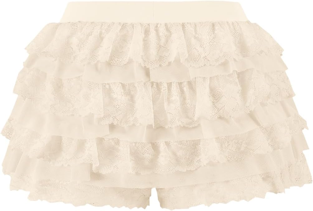 Thumbnail 3 de Women Y2K Lace Multi-Layered Bloomers — Lolita Ruffle Shorts with Elastic Waist