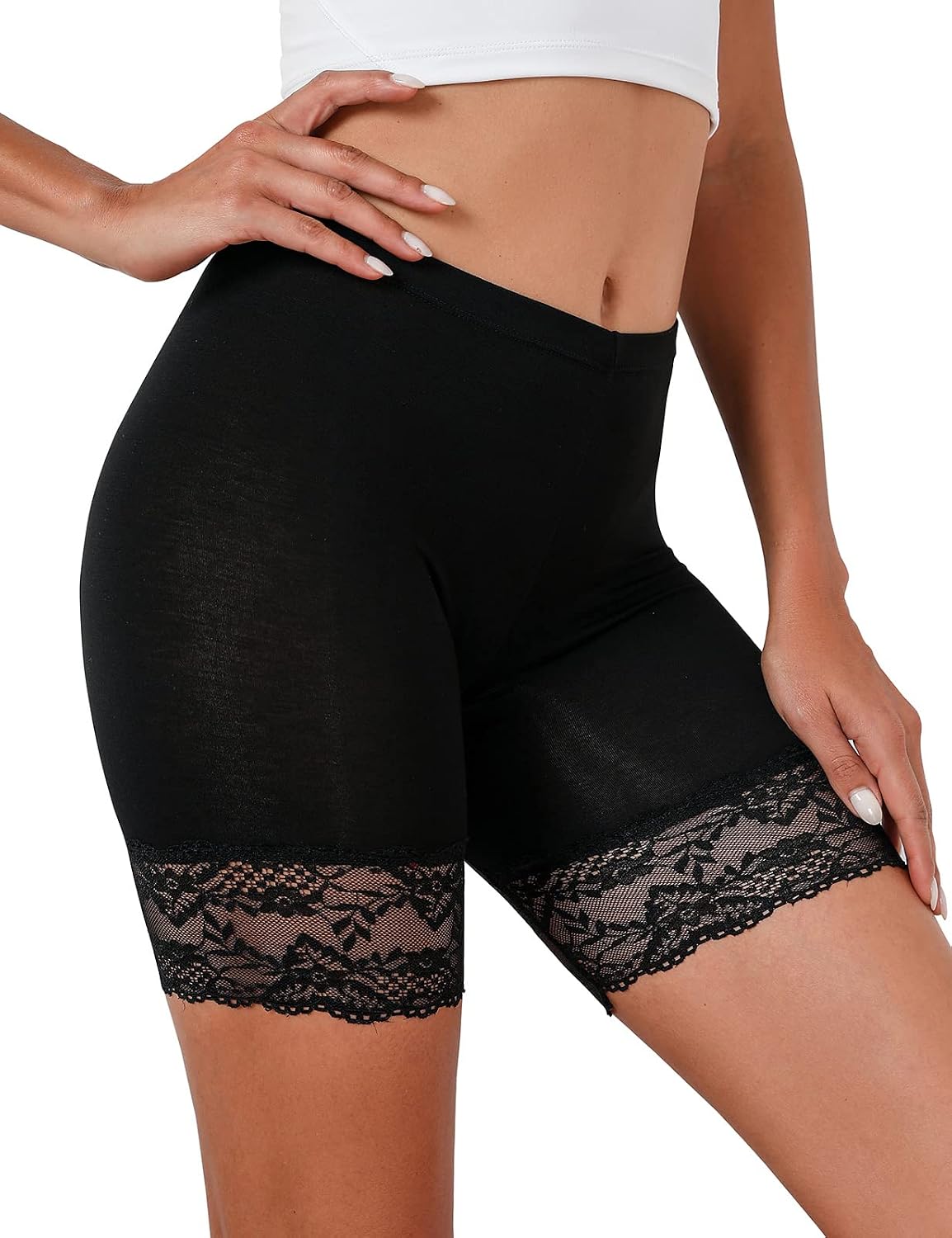 Detalle de Tuopuda Pantaloncini Sottogonna per Donne: anti sfregamento, modelli in pizzo e leggings corti per estate