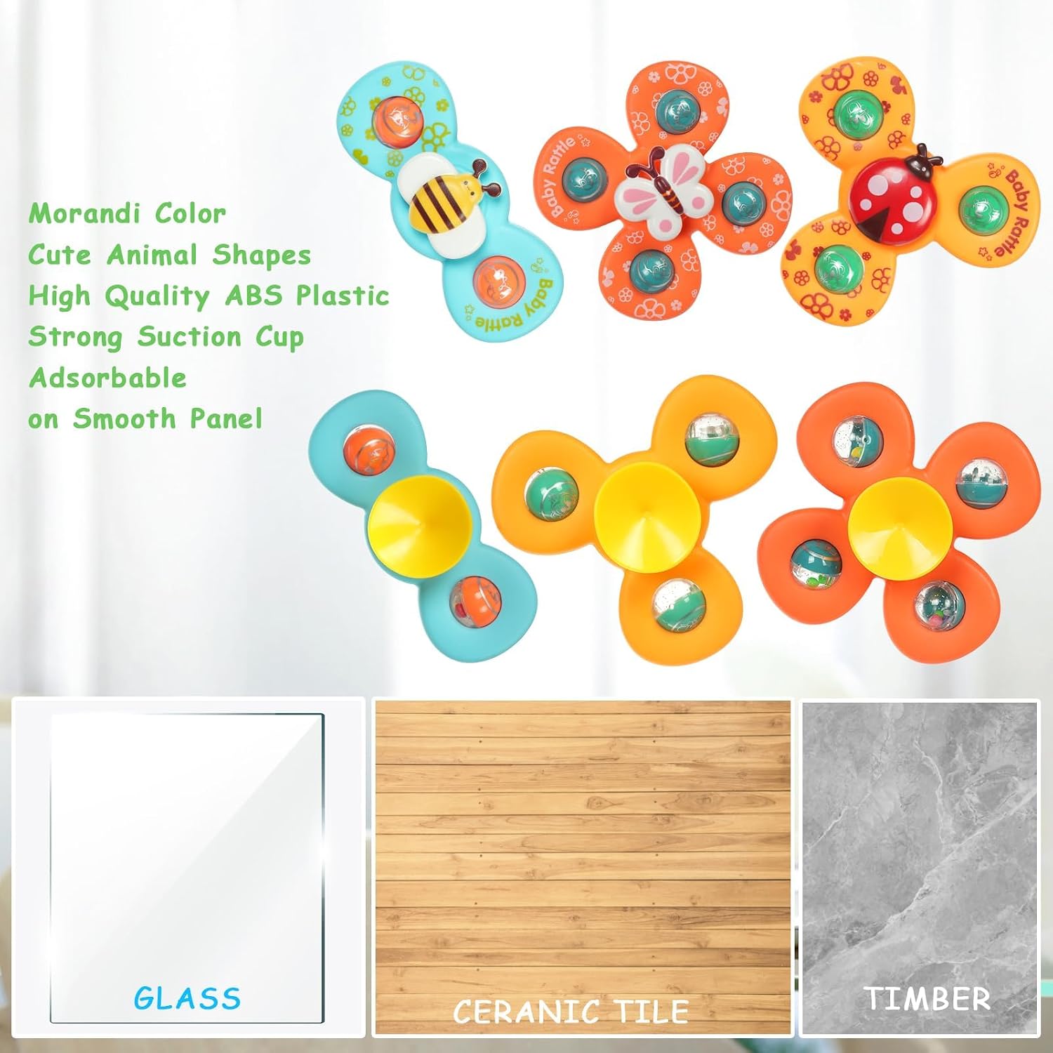 Thumbnail 6 de Ainiv 3PCS Suction Cup Spinner Toy Set – sensory spinners for babies and toddlers