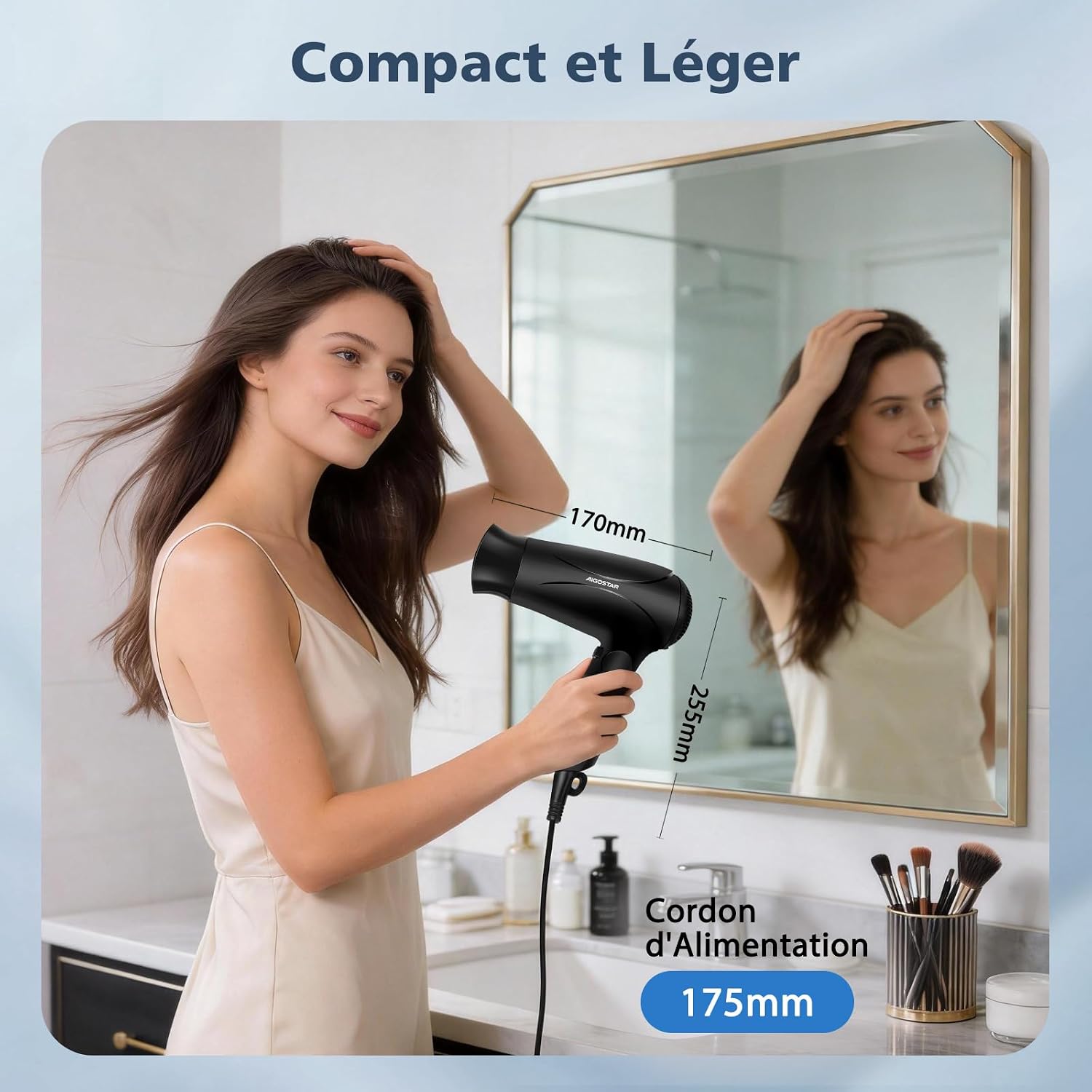Detalle 2 de Aigostar Sèche-cheveux ionique 2400 W à manche pliable (3 températures)