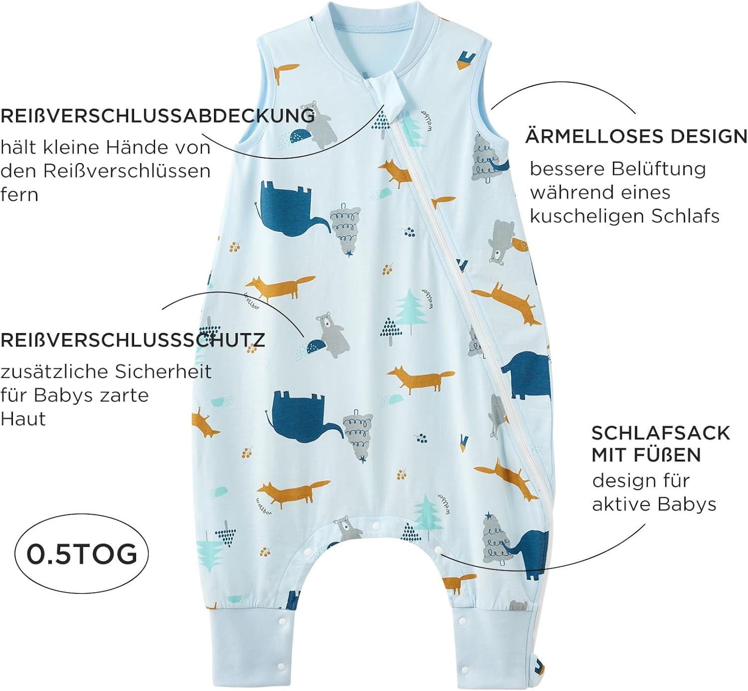 Thumbnail 2 de Duomiaomiao sacco nanna estivo con piedini 0,5 tog in cotone