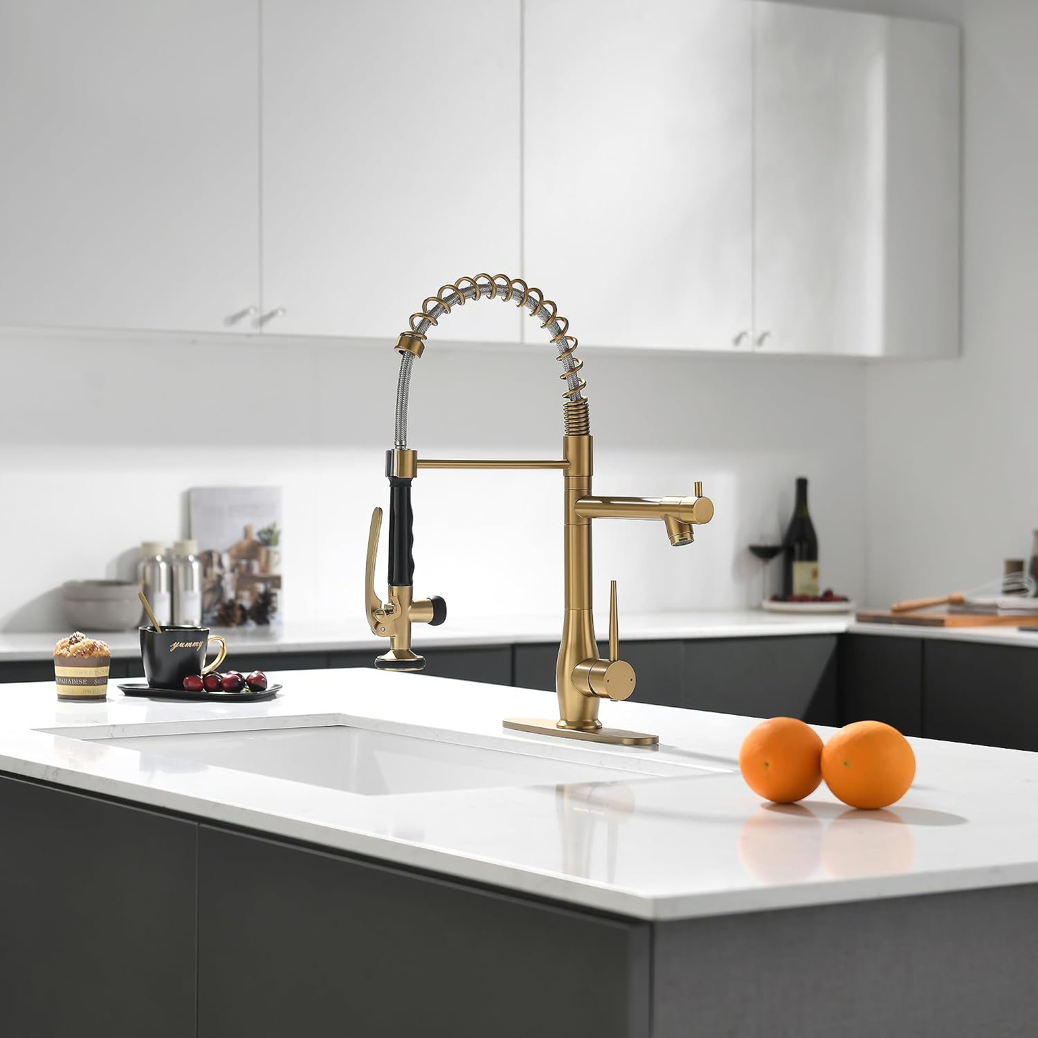 Thumbnail 6 de GIMILI Brushed Gold Kitchen Faucet with Pull-Down Sprayer, Dual Spray Modes