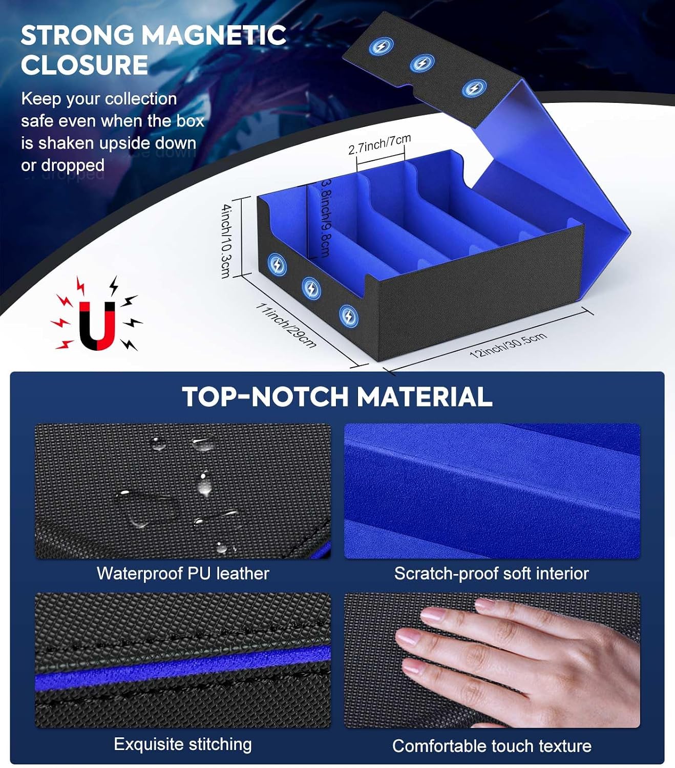 Detalle de MoKo Trading Card Storage Box: 3000+ Deck Capacity with Dividers and Supporters