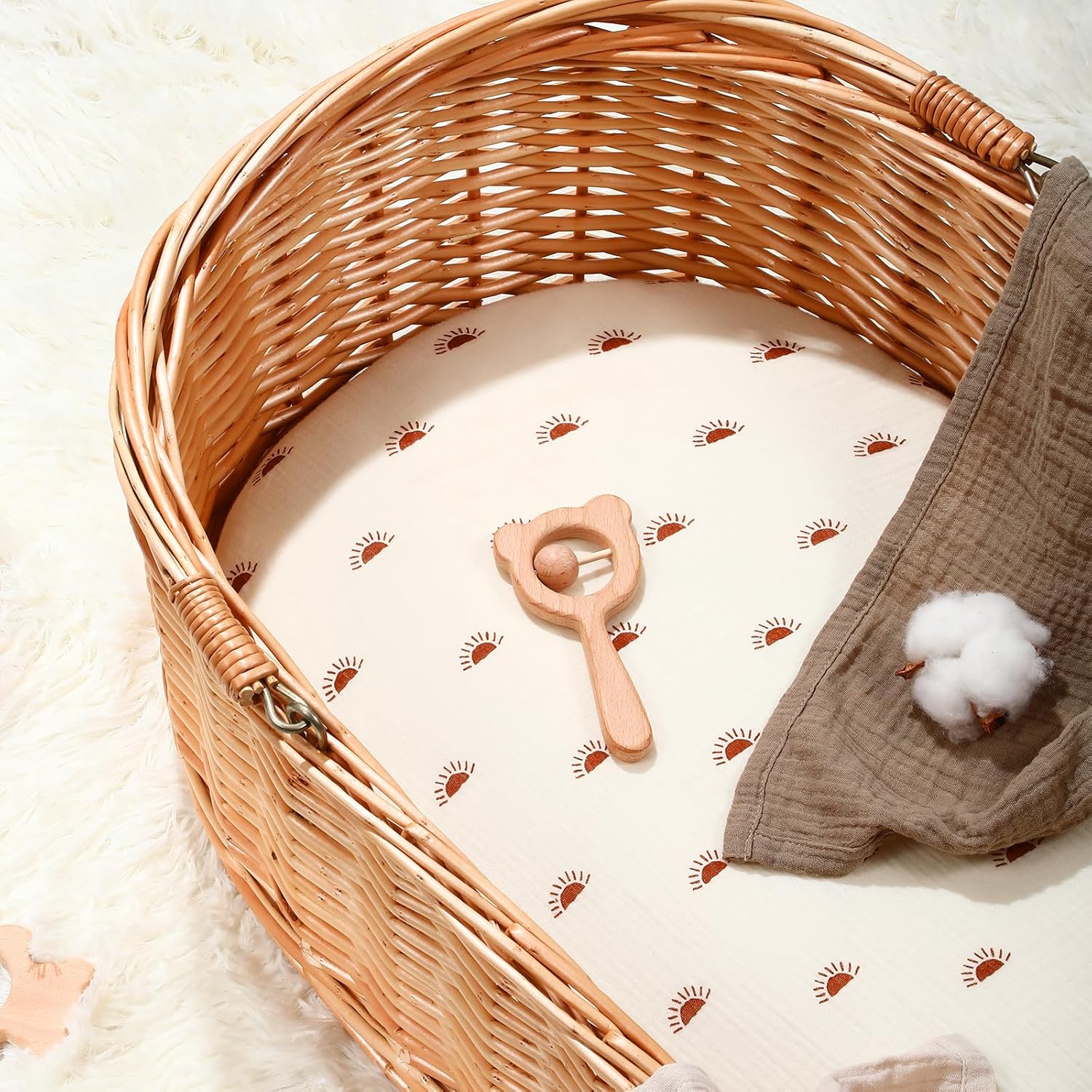 Thumbnail 6 de Peepeemax drap housse en mousseline de coton 80x40 cm (lot de 2) pour couffin et berceau