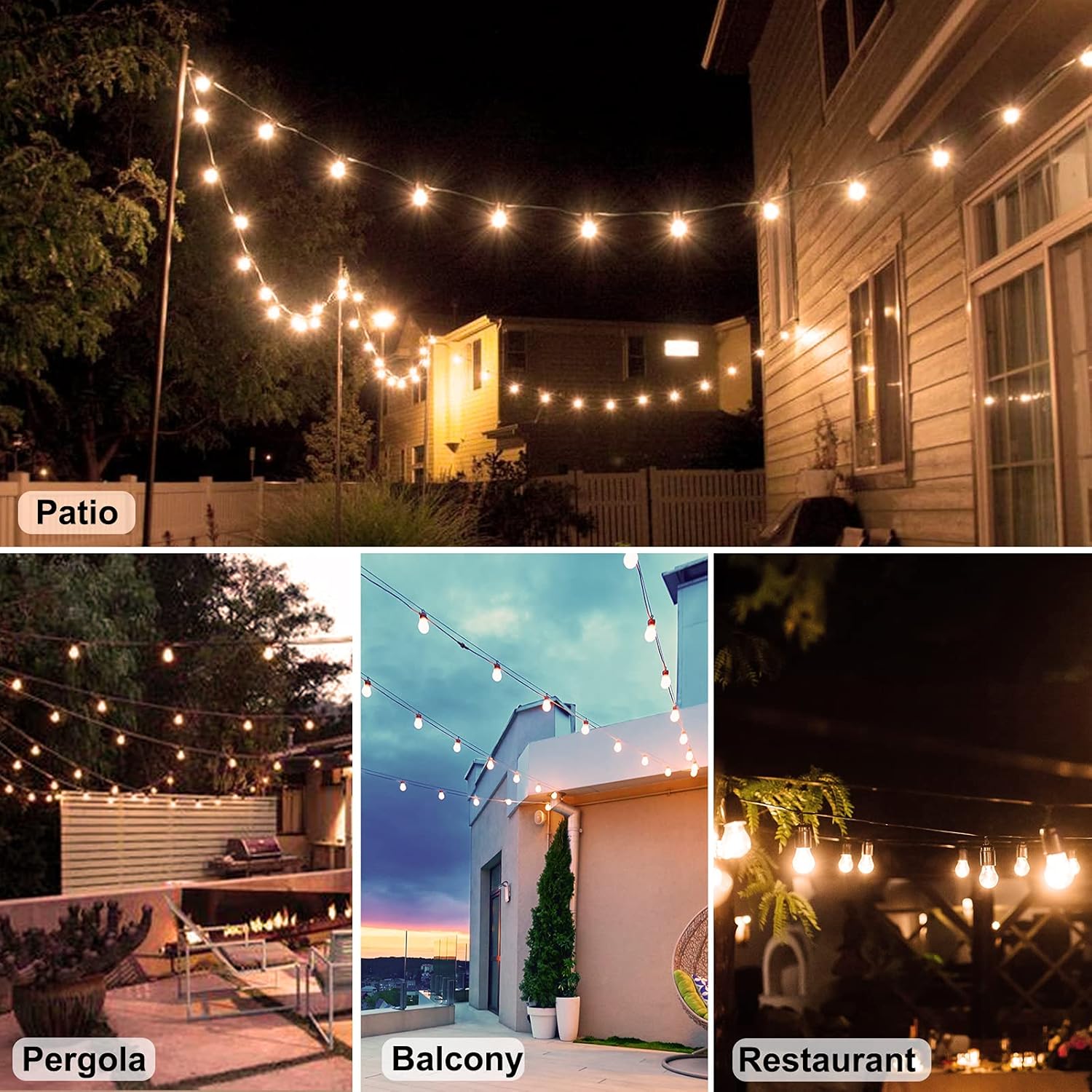 Thumbnail 5 de alitade 2 Pack x 27Ft Outdoor String Lights, S14 LED, IP65 Waterproof, Connectable, Warm White
