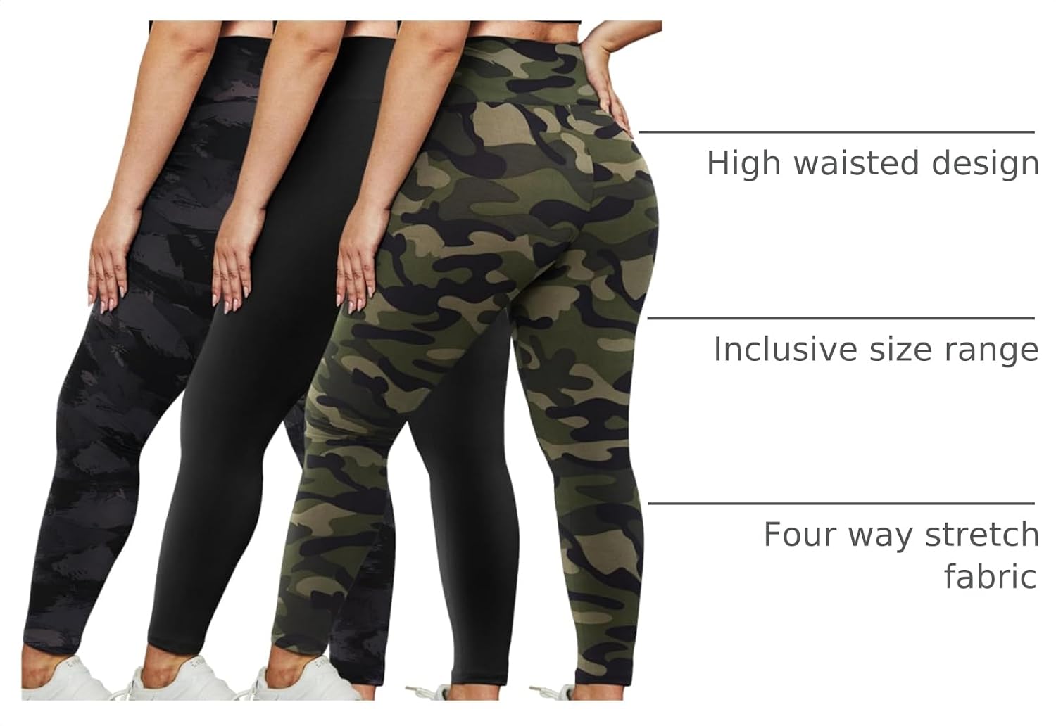 Detalle 2 de HLTPRO 3 Pack Plus Size Leggings for Women (X-Large to 4X) — High Waist, 4-Way Stretch, Soft & Breathable