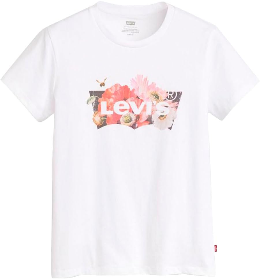 Detalle de Levi's Femme The Perfect Tee T-Shirt, Floral BW Fill Bright White – XS