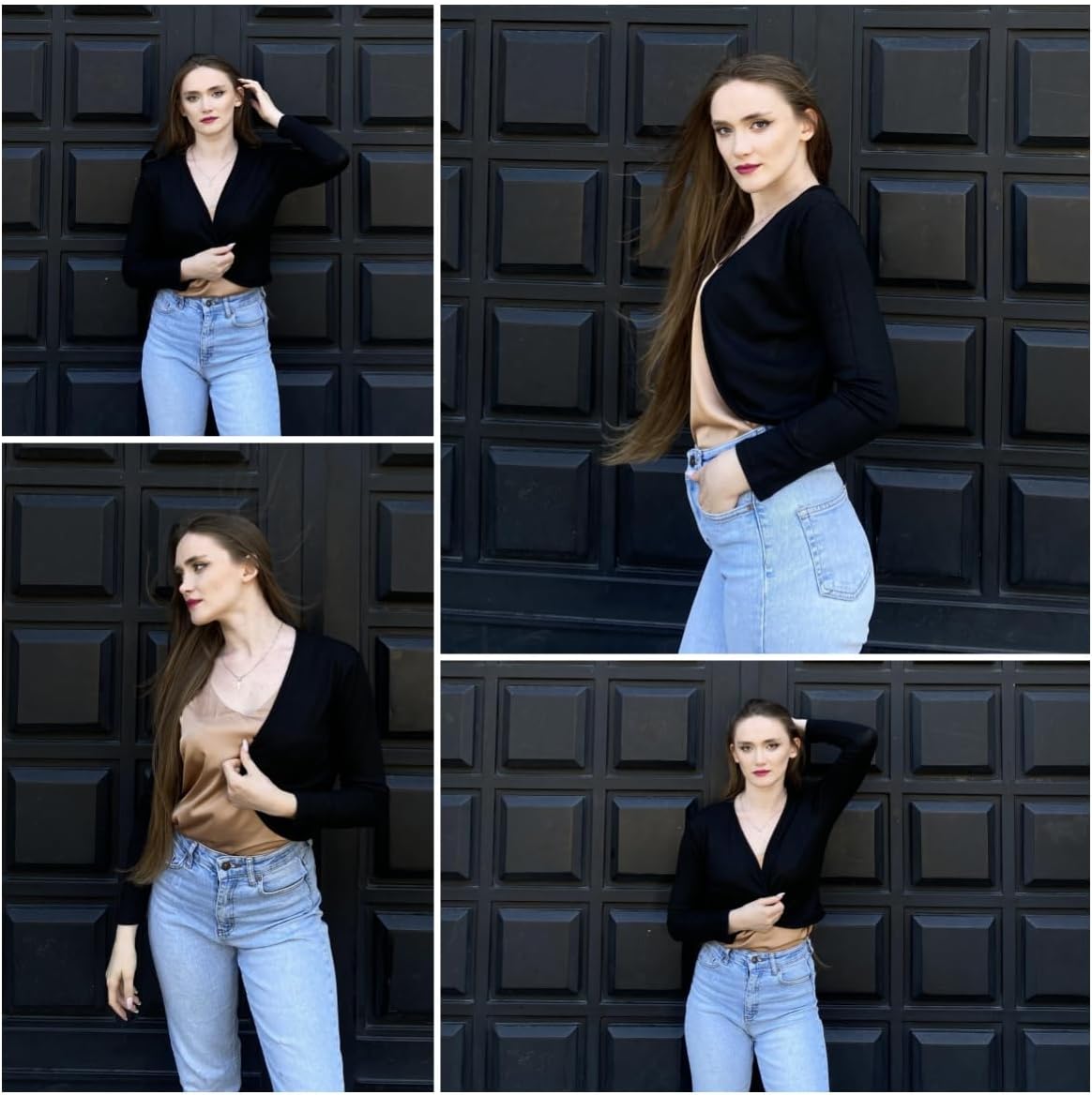 Detalle de Hotouch Damen Bolero Festlich Langarm – elegante Kurzjacke zum Kleid für Hochzeit