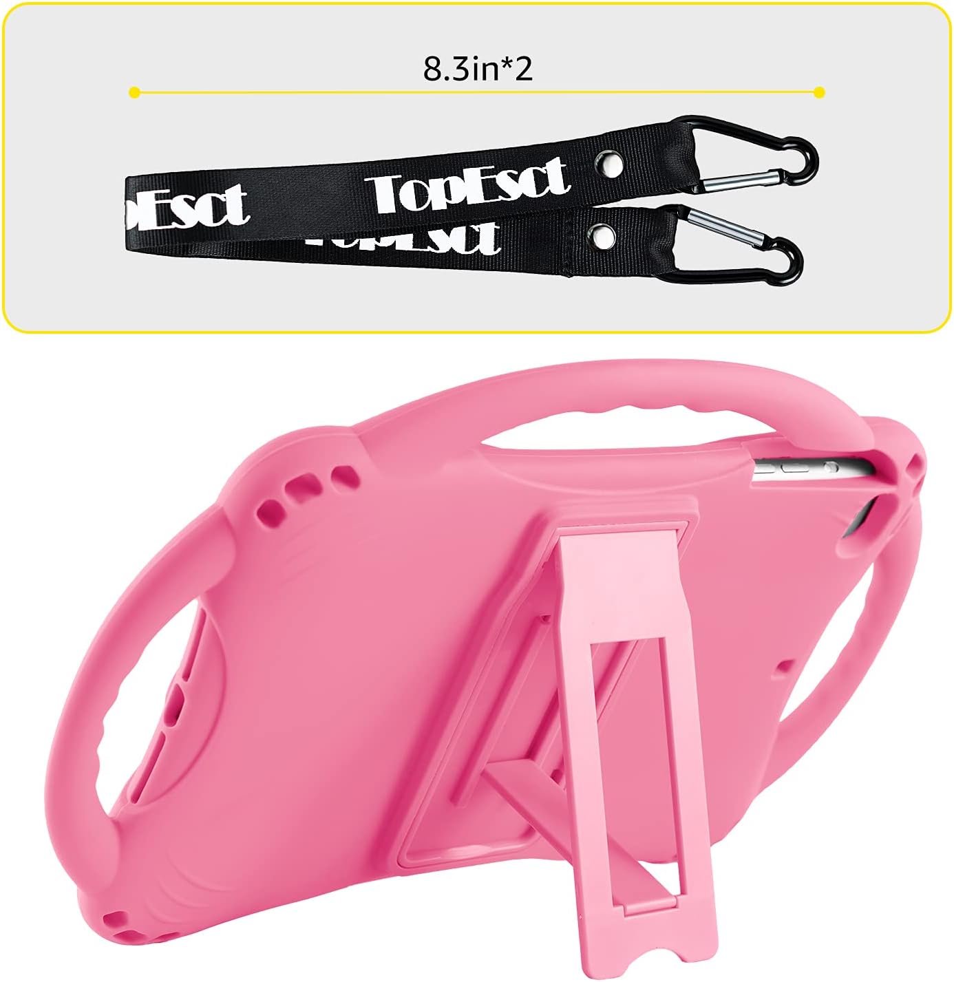 Detalle de TopEsct Kids Case for iPad Mini (All Generations) – Shockproof Silicone Case with Handle and Stand (Pink)