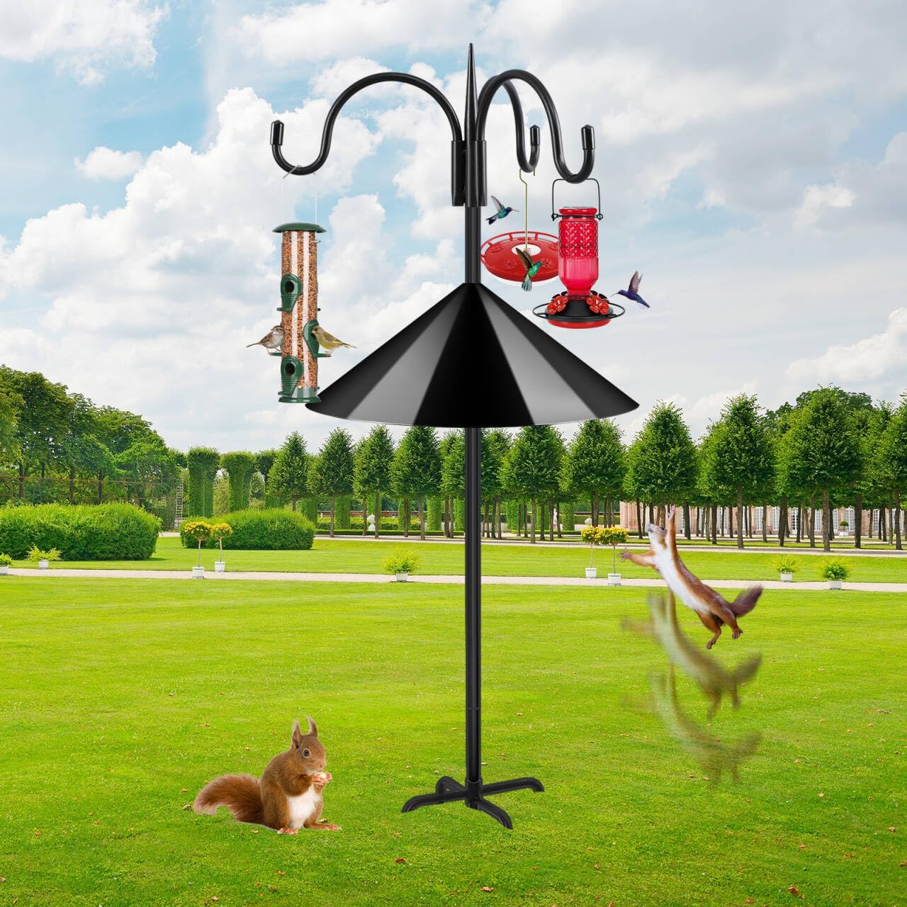 Detalle 1 de FEED GARDEN JC-3GMYG-92-1 Shepherd’s Hook, 92-Inch Pole with Triple Hooks