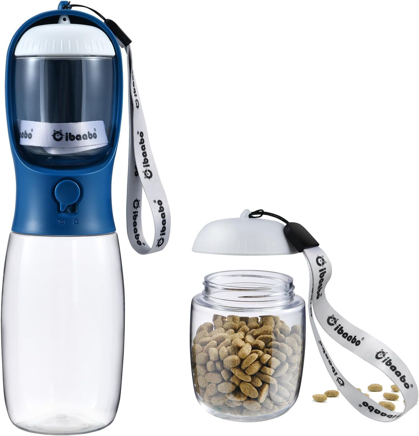 Detalle de Cibaabo Dog Water Bottle with Food Container: All-in-One Travel Hydration for Small and Large Dogs