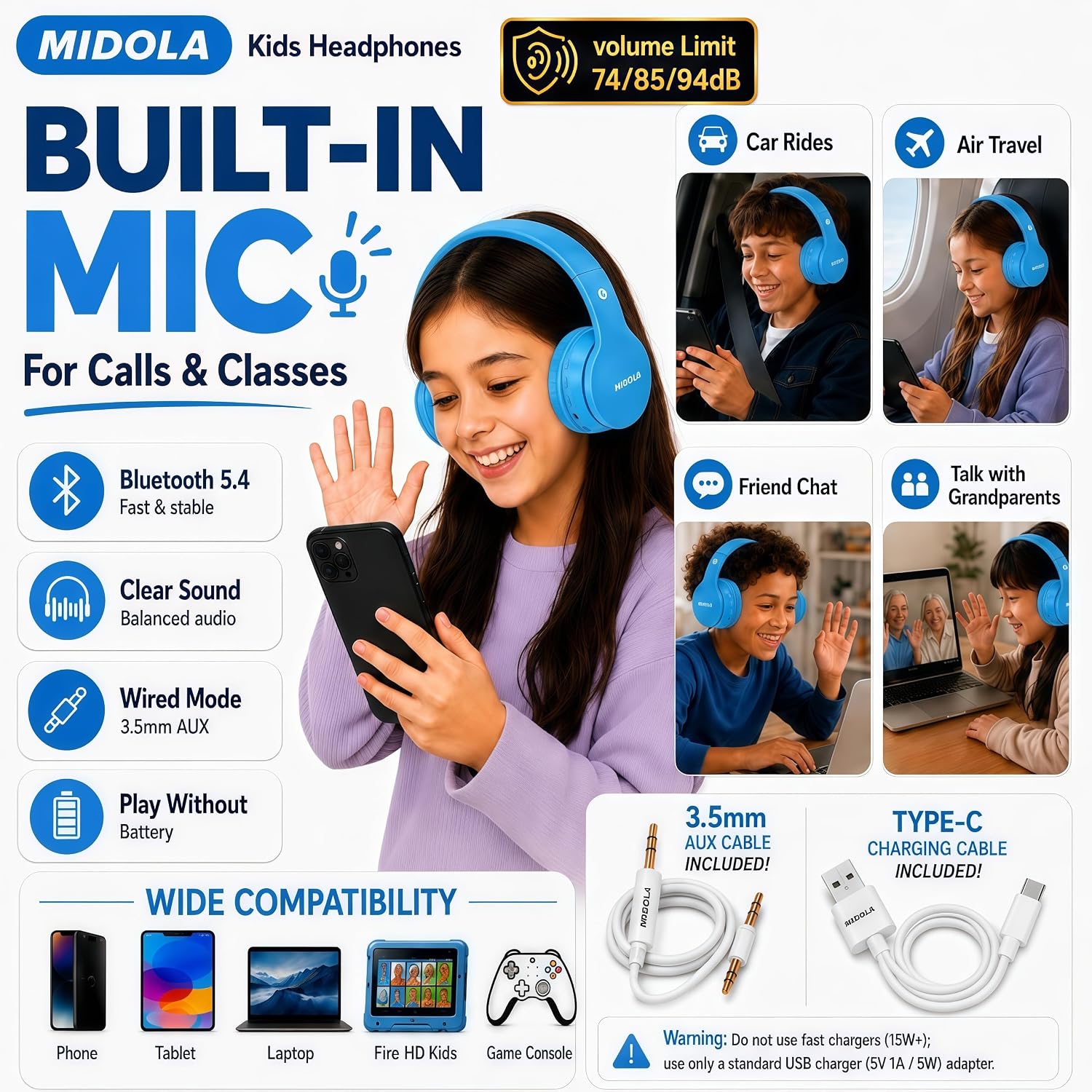 Thumbnail 5 de MIDOLA Kids Headphones 68H Playtime