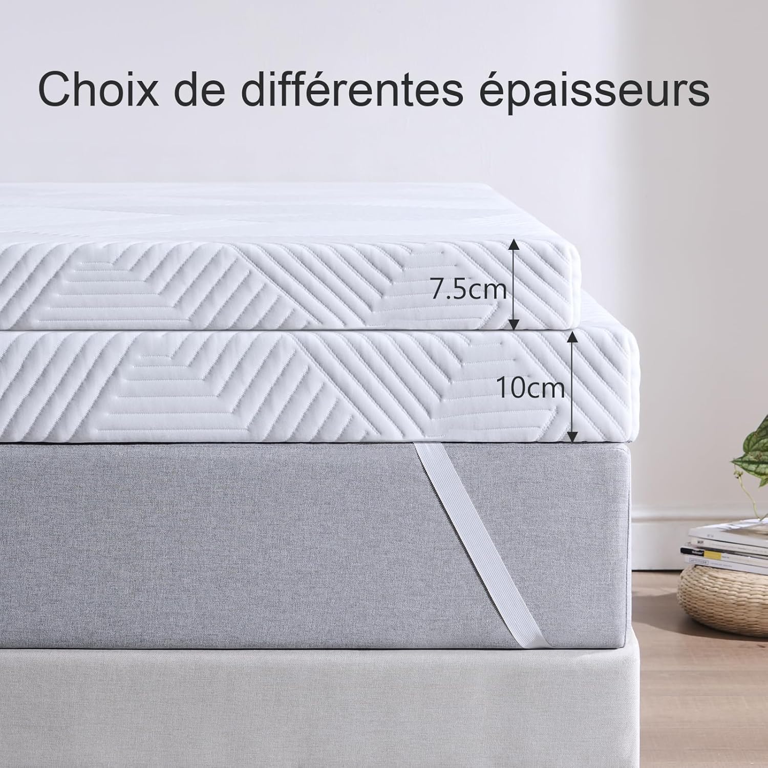 Thumbnail 4 de Twirest Surmatelas 160 x 200 cm – Mousse mémoire à gel, 7,5 cm, antidérapant et housse lavable