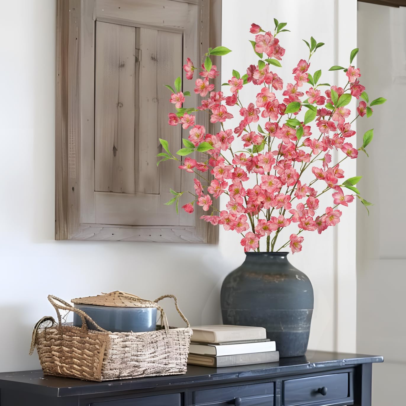 Thumbnail 3 de Oairse 3 Pink Cherry Blossom Branches (39.4in) silk-style artificial flowers for vase arrangements