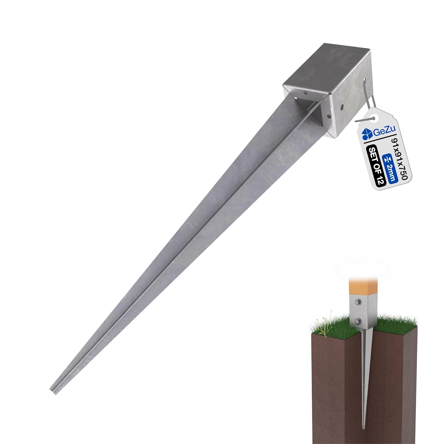 GeZu Impex support poteau à enfoncer 91 x 91