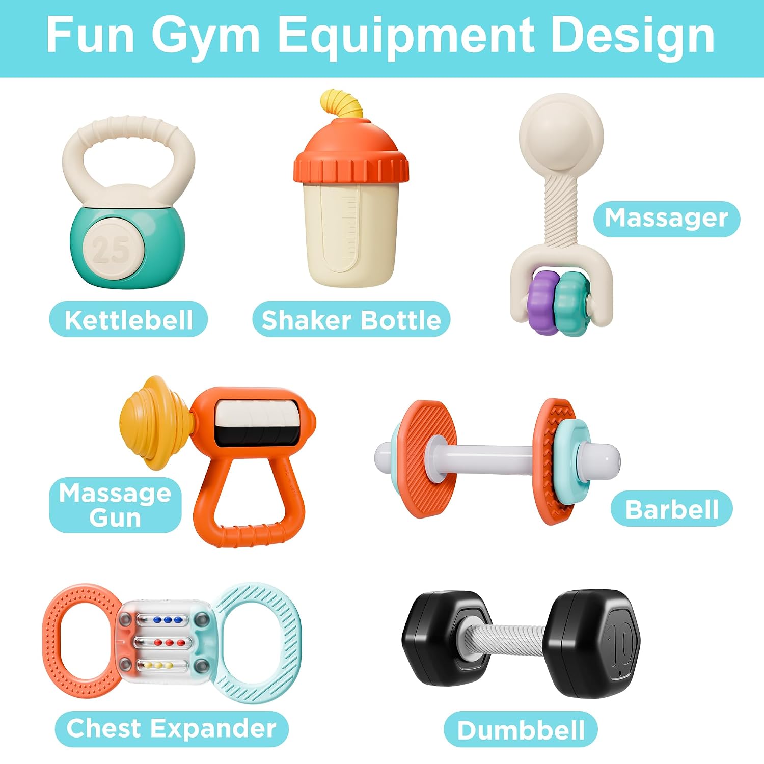 Detalle 2 de iPlay iLearn Baby First Gym Rattle Set, 7PCs