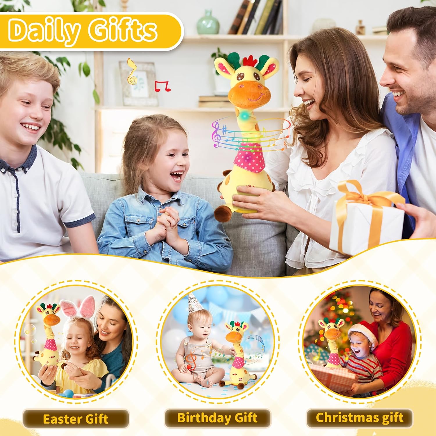 Detalle 2 de Emoin Dancing Talking Giraffe Baby Toy with Adjustable Volume, Singing, Dancing & Mimicking