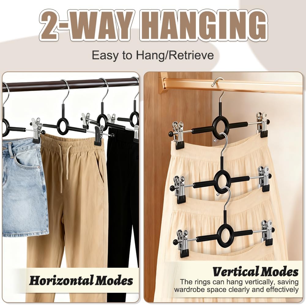 Detalle de 10 Pack Trouser & Skirt Hangers with Adjustable Non-Slip Clips and Rotatable Metal Hooks