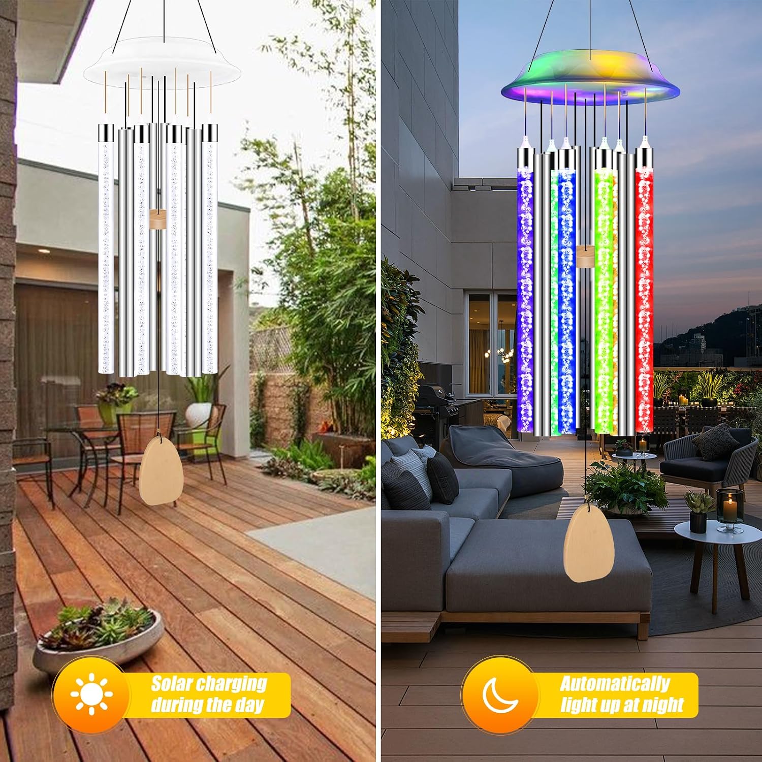Thumbnail 3 de Fohil Fohil-109 Solar Tube Wind Chime with Colour-Changing LEDs, IP55