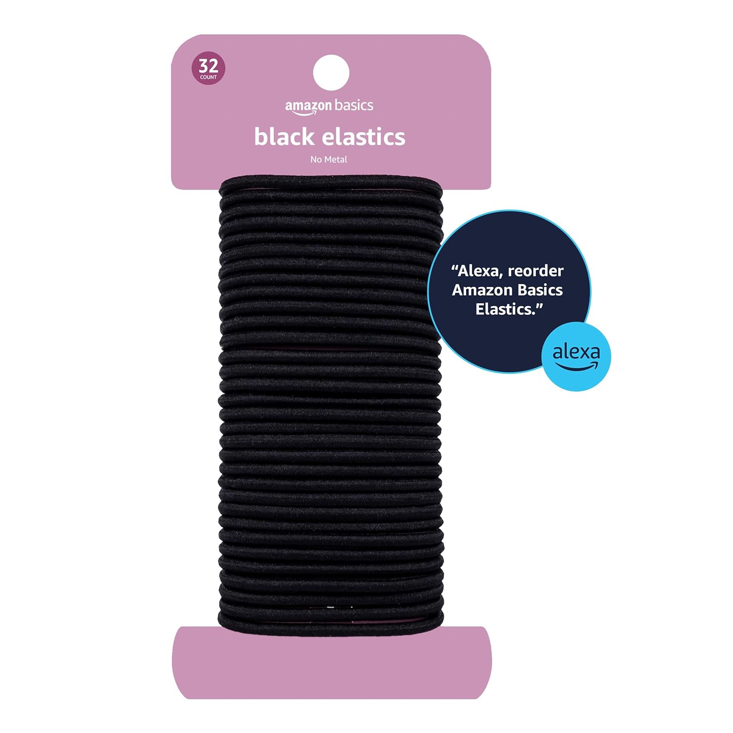 Detalle 2 de Amazon Basics Black Ponytail Holders (0.15-inch elastic hair ties), 32-pack