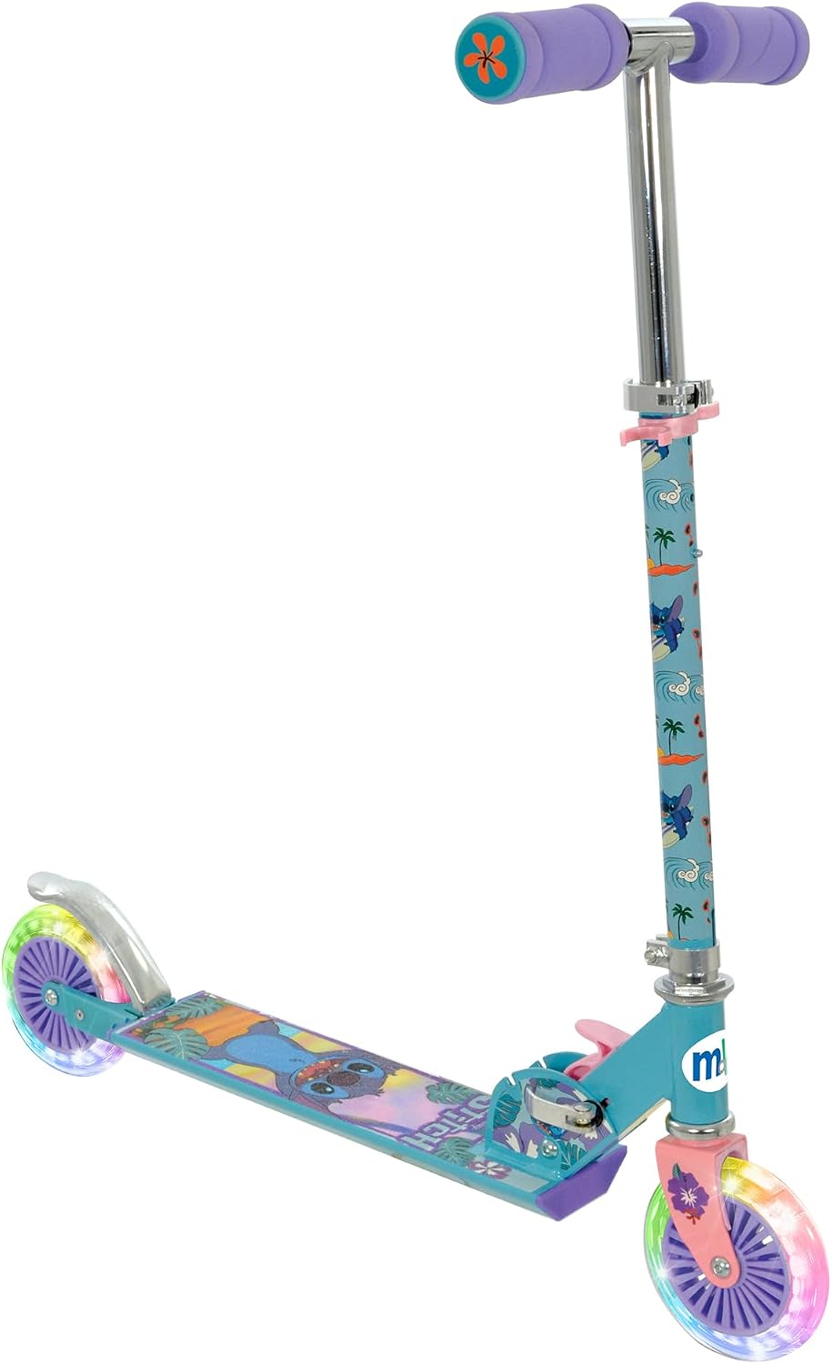 Detalle de Disney Stitch opvouwbare kinderstep met lichtgevende wielen en verstelbaar stuur