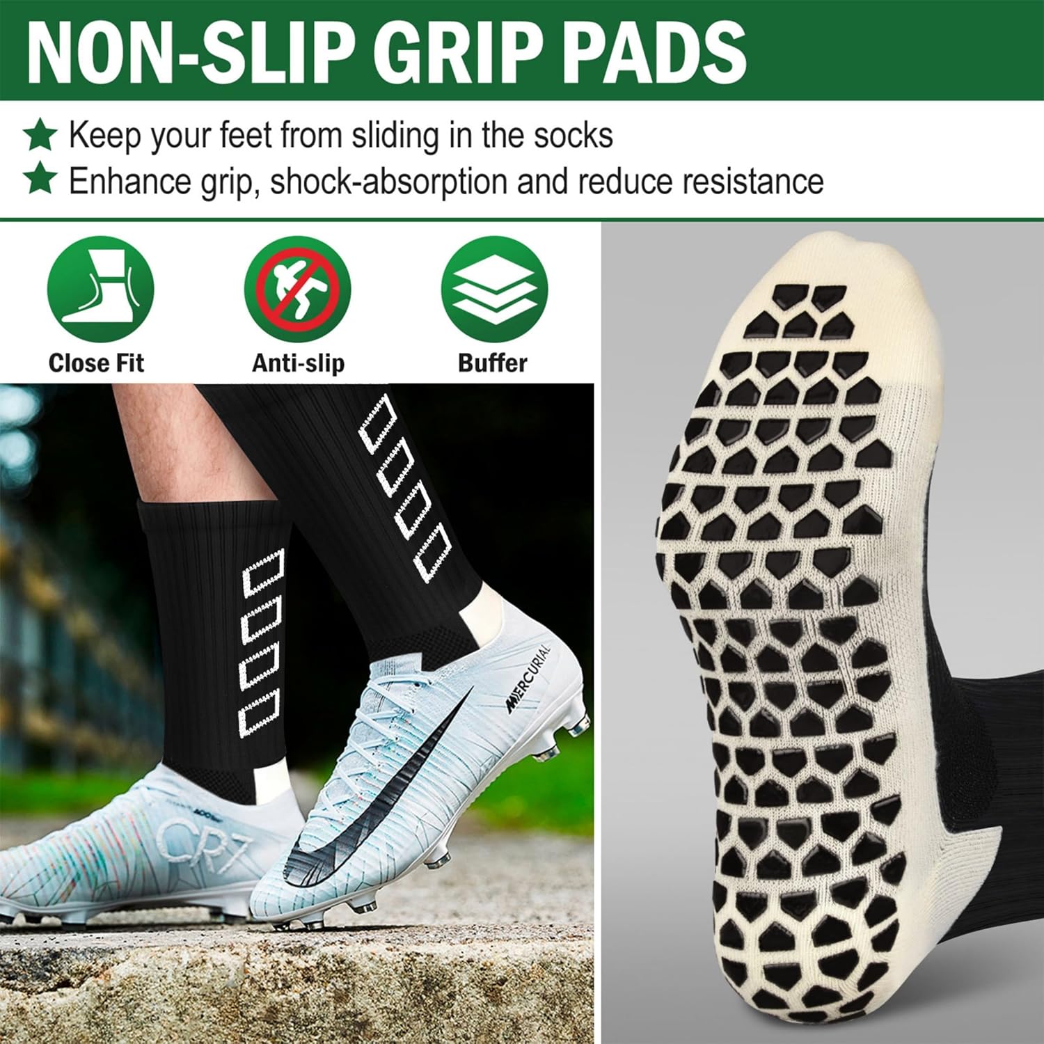 Detalle de ENONEO Calze Calcio antiscivolo uomo 37-45 con grip, traspiranti e ammortizzanti