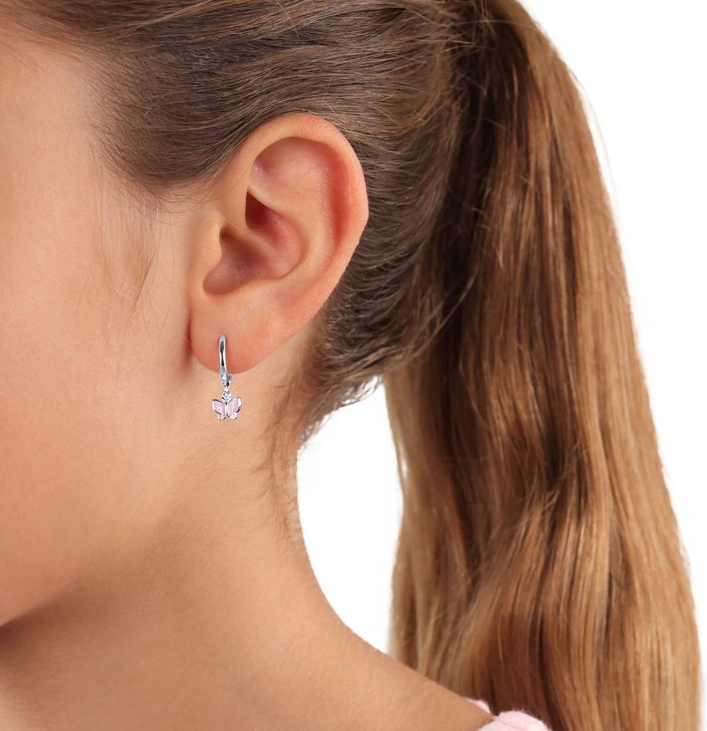Detalle de Prinzessin Lillifee Creolen 925 Sterling Silber – Schmetterling, Zirkonia, Geschenkbox