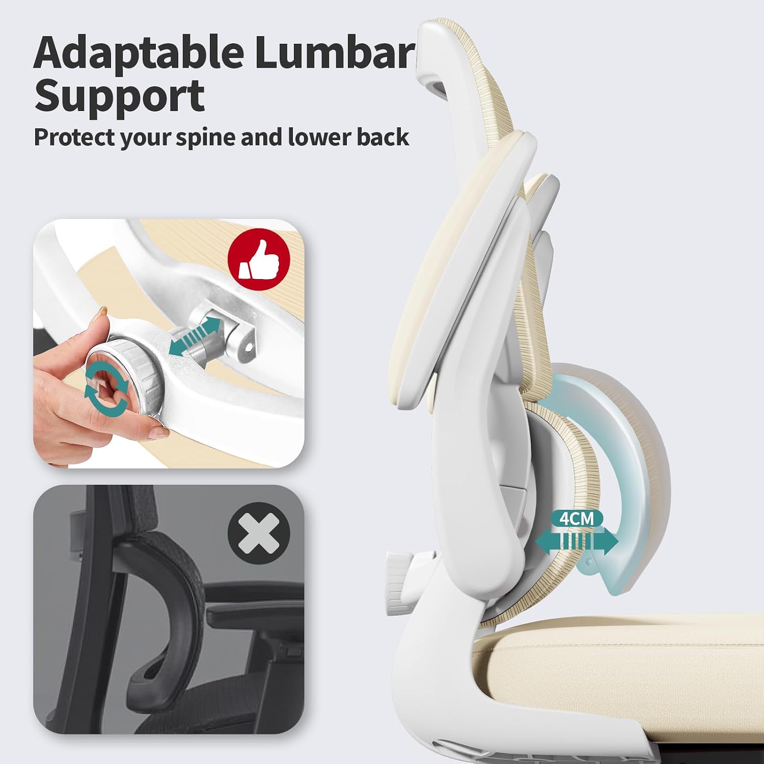 Detalle 2 de TRALT Office Chair Ergonomic Mesh Chair with Lumbar Support