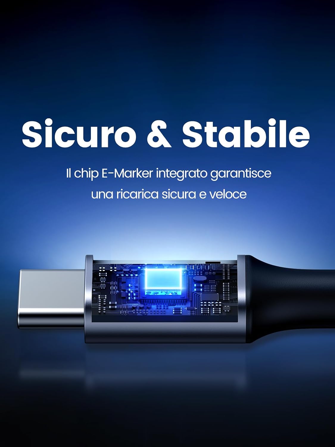 Detalle de UGREEN USB-C 100W 20V/5A cavo angolato 90°