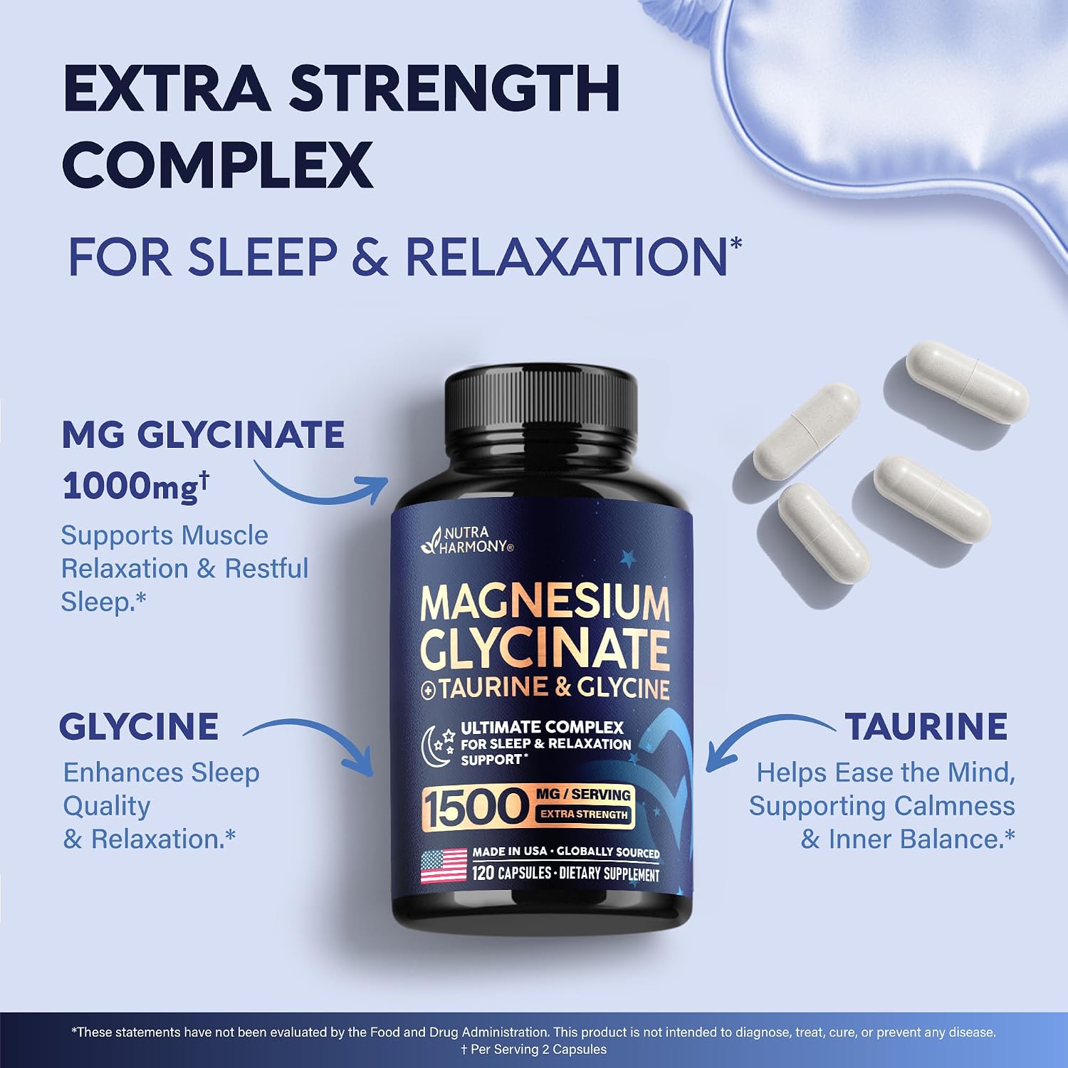 Thumbnail 5 de NUTRAHARMONY NH-MGGLCFSCPS120 Magnesium Glycinate Sleep Supplement, 120 Capsules