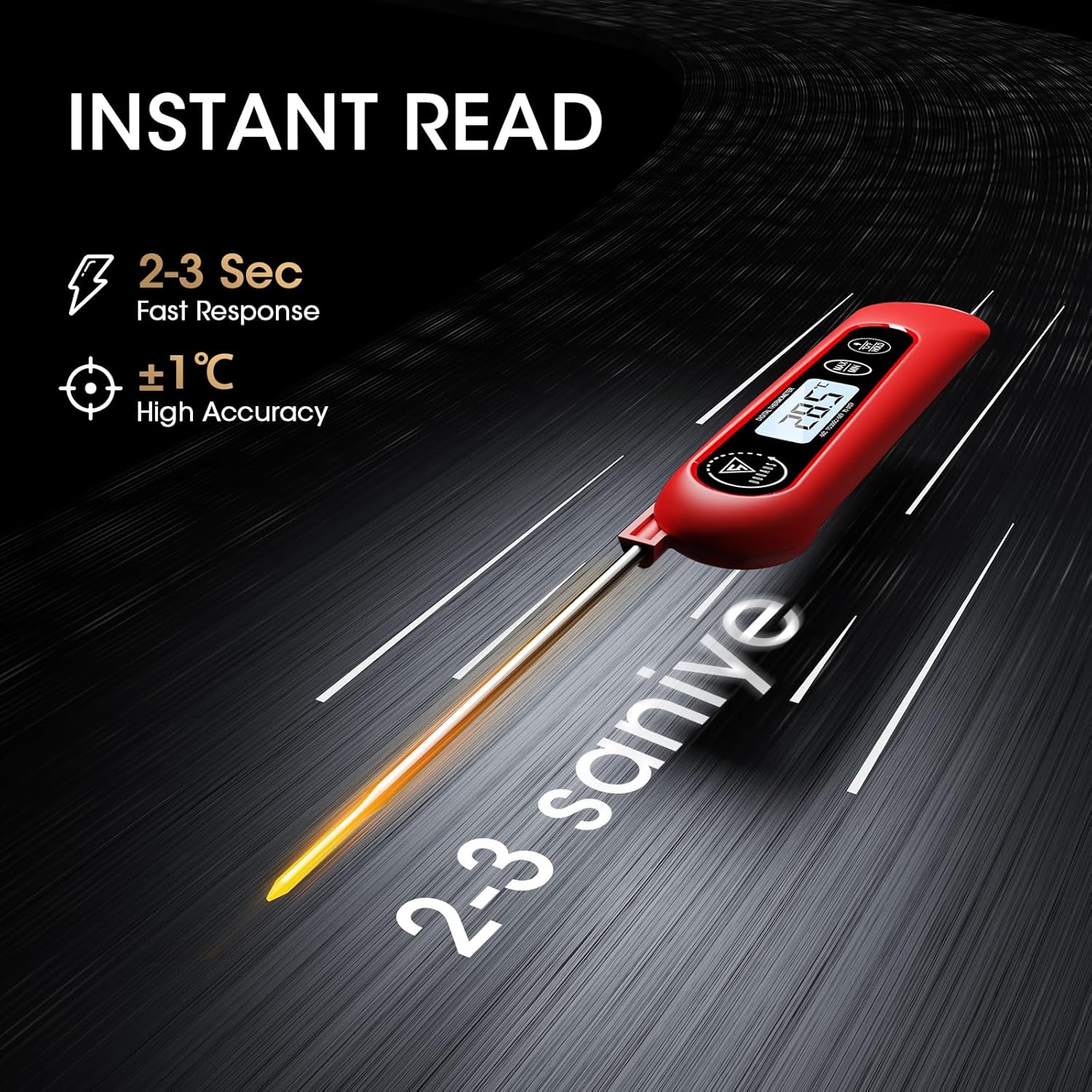 Thumbnail 1 de DOQAUS Meat Thermometer Probe, 3S Instant Read with Backlight – Foldable 12cm Probe, Auto On/Off