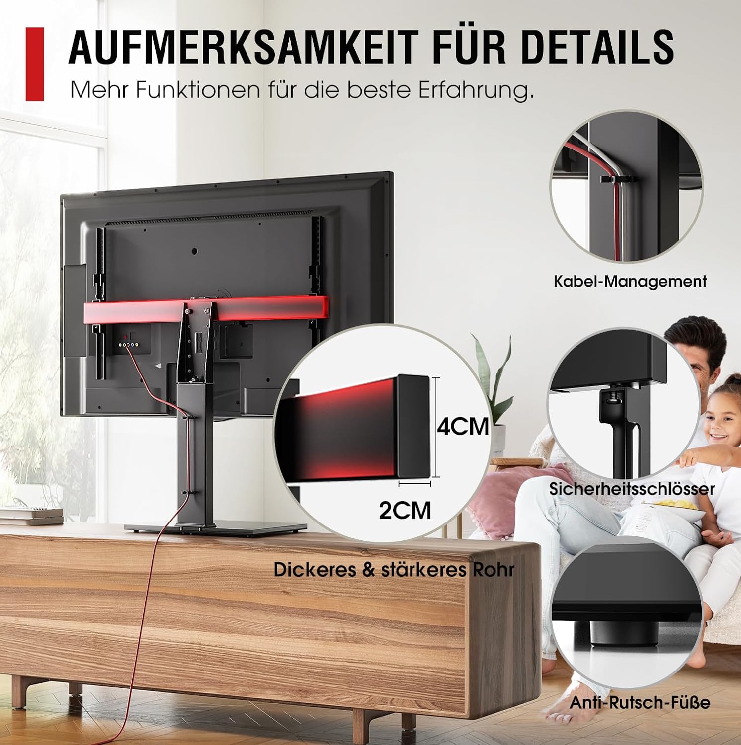 Thumbnail 3 de AOKCOS TV Standfuß: Schwenkbar und höhenverstellbar für 32–75 Zoll Fernseher bis 50 kg