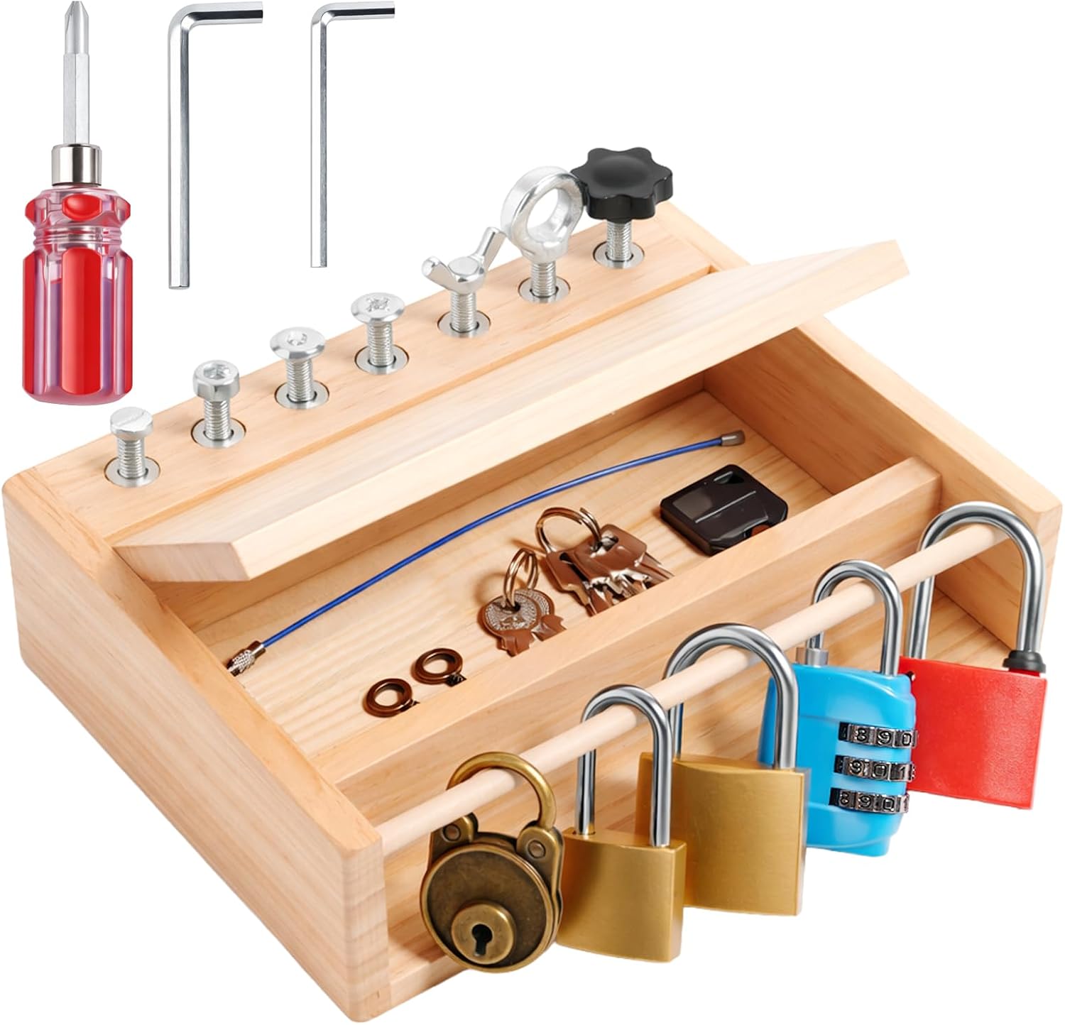 Thumbnail 3 de INIFEIDALA Montessori Screwdriver Board Set: Lock & Key Toy for Busy Hands