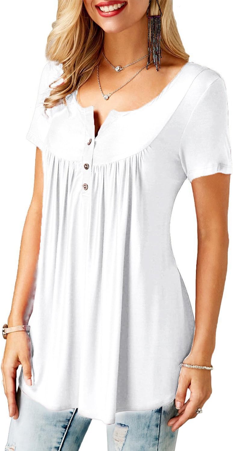 Detalle 2 de Bequemer Laden Femme – Tunique chemisier T-shirt à col V, manches courtes et coupe ample