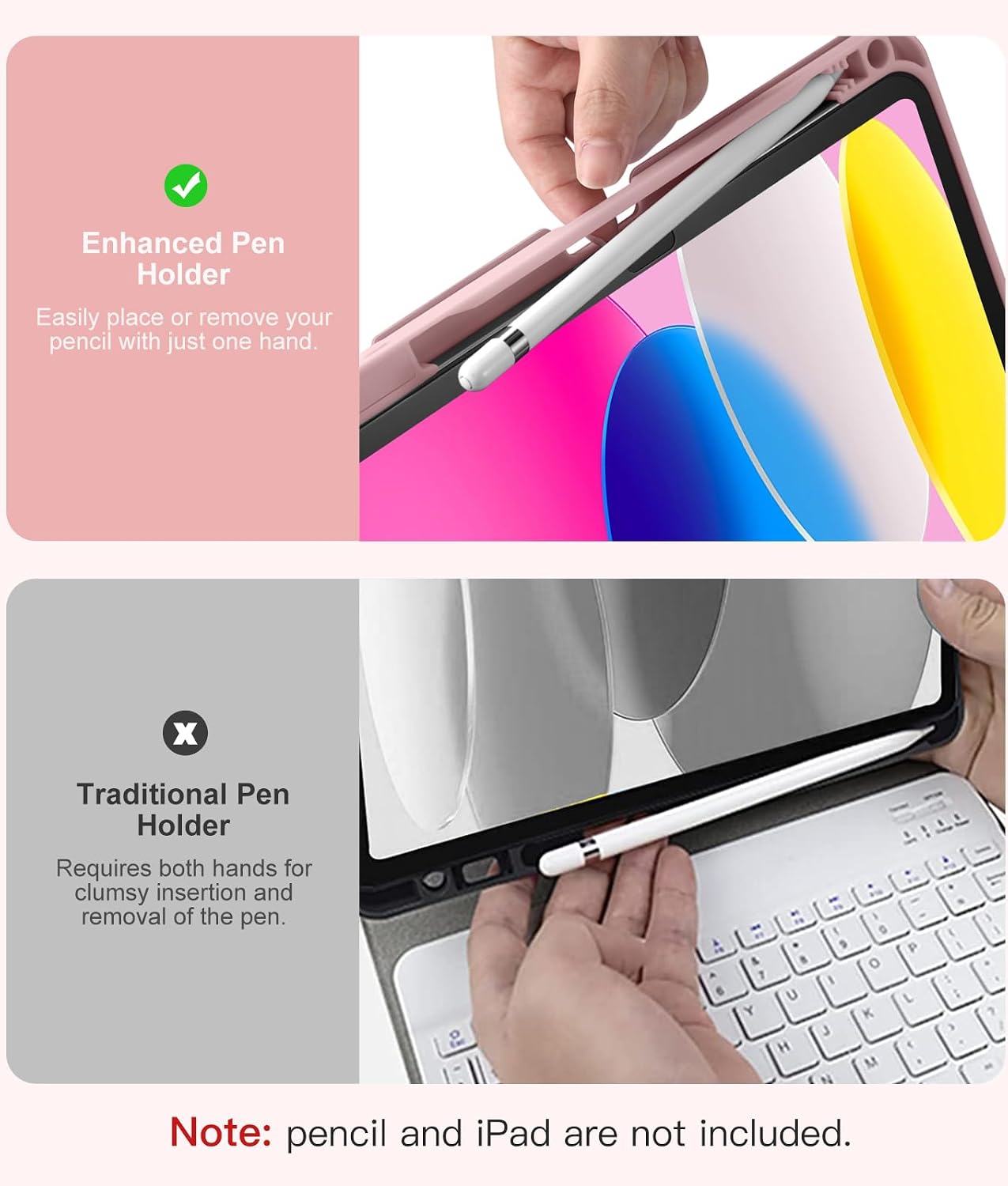 Thumbnail 5 de Vobafe Keyboard Case for iPad A16 11th Generation (2025) / iPad 10th Gen (2022) – Backlit Detachable Folio Keyboard, UK Layout, Light Pink