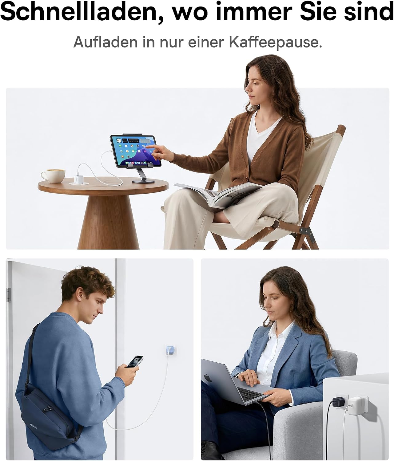 Detalle 2 de Baseus 45W USB-C Ladegerät – 2er Pack GaN Schnellladegerät mit Kabel (PD/PPS) für iPhone, Galaxy, iPad, MacBook und Pixel