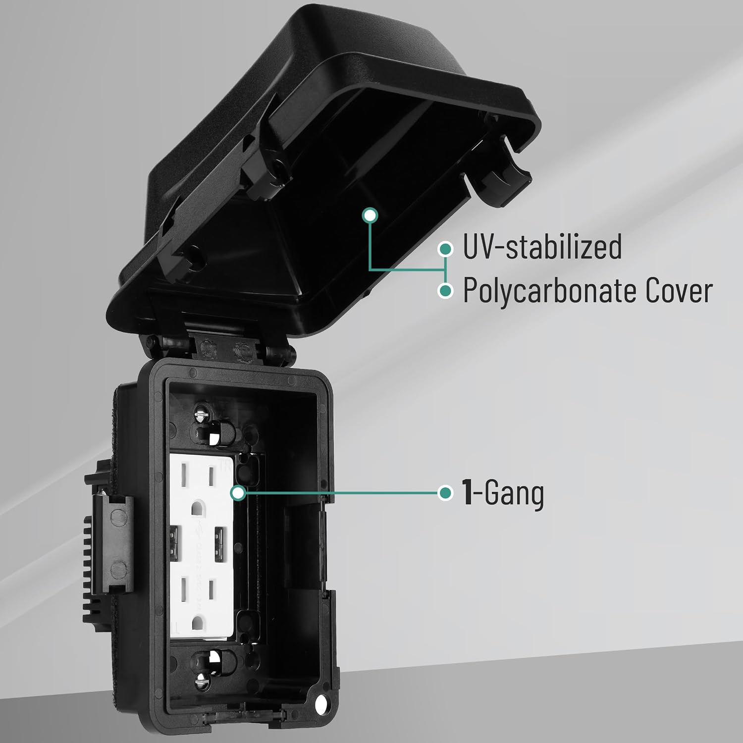 Thumbnail 2 de Bates Choice GQJF001B433VC Weatherproof 1-Gang Outdoor Outlet Cover, Black