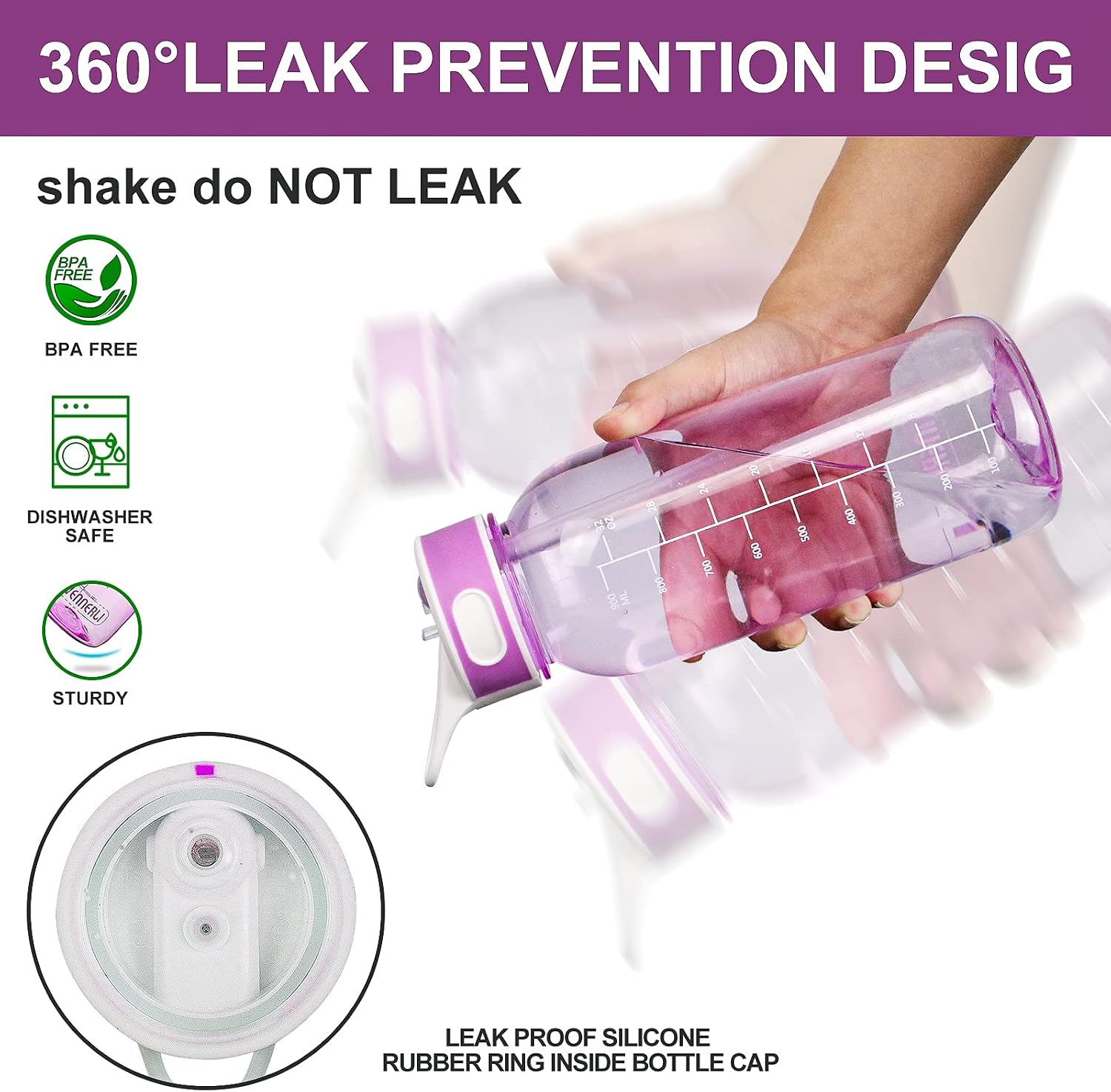 Detalle de VENNERLI 1 Litre BPA-Free Tritan Sport Water Bottle with Straw