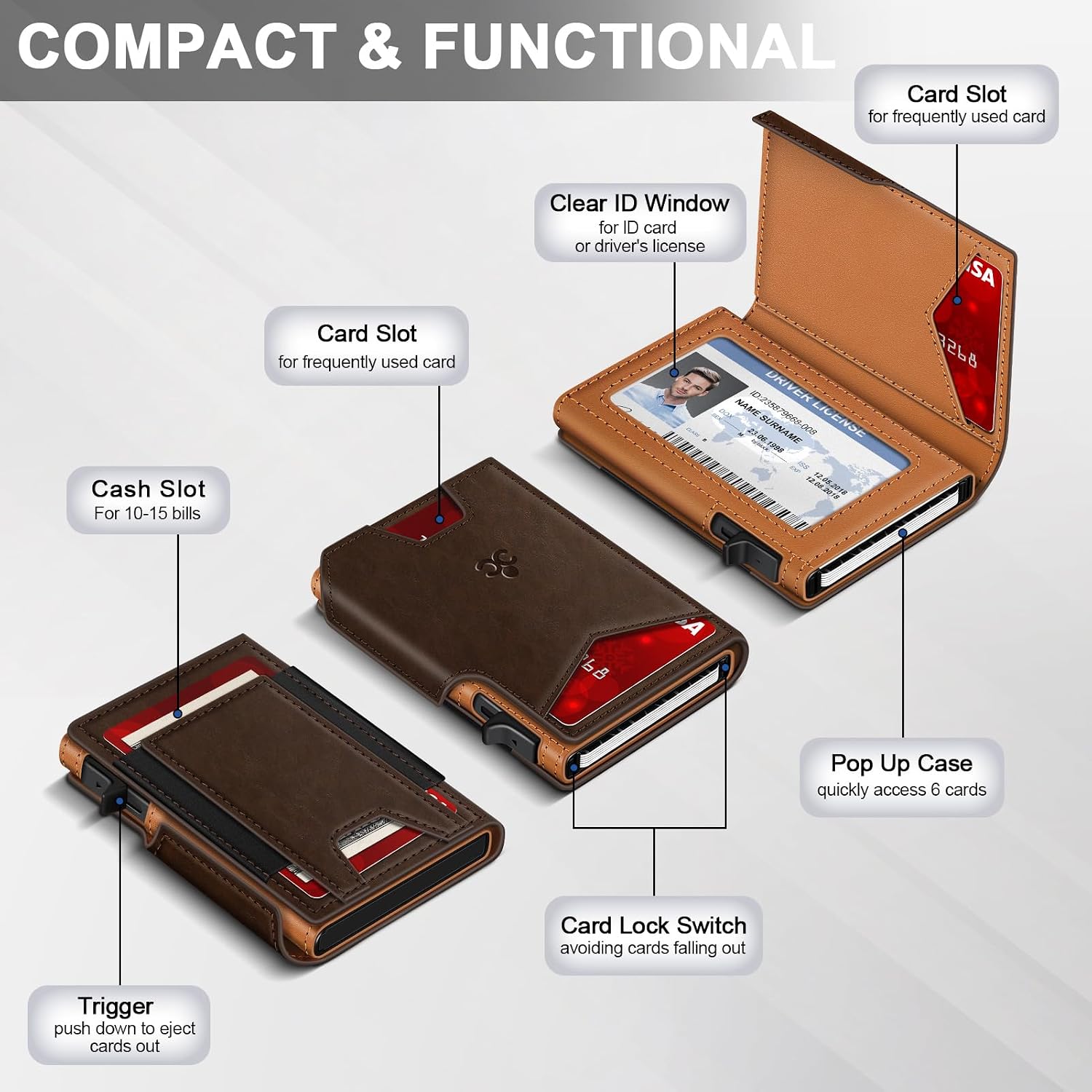 Thumbnail 4 de Men's Slim Pop-Up Wallet with 9-13 Card Holders ⚖